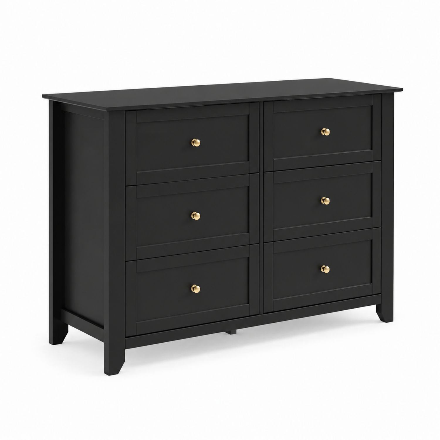 Schwarze Massivholzkommode mit 6 Schubladen