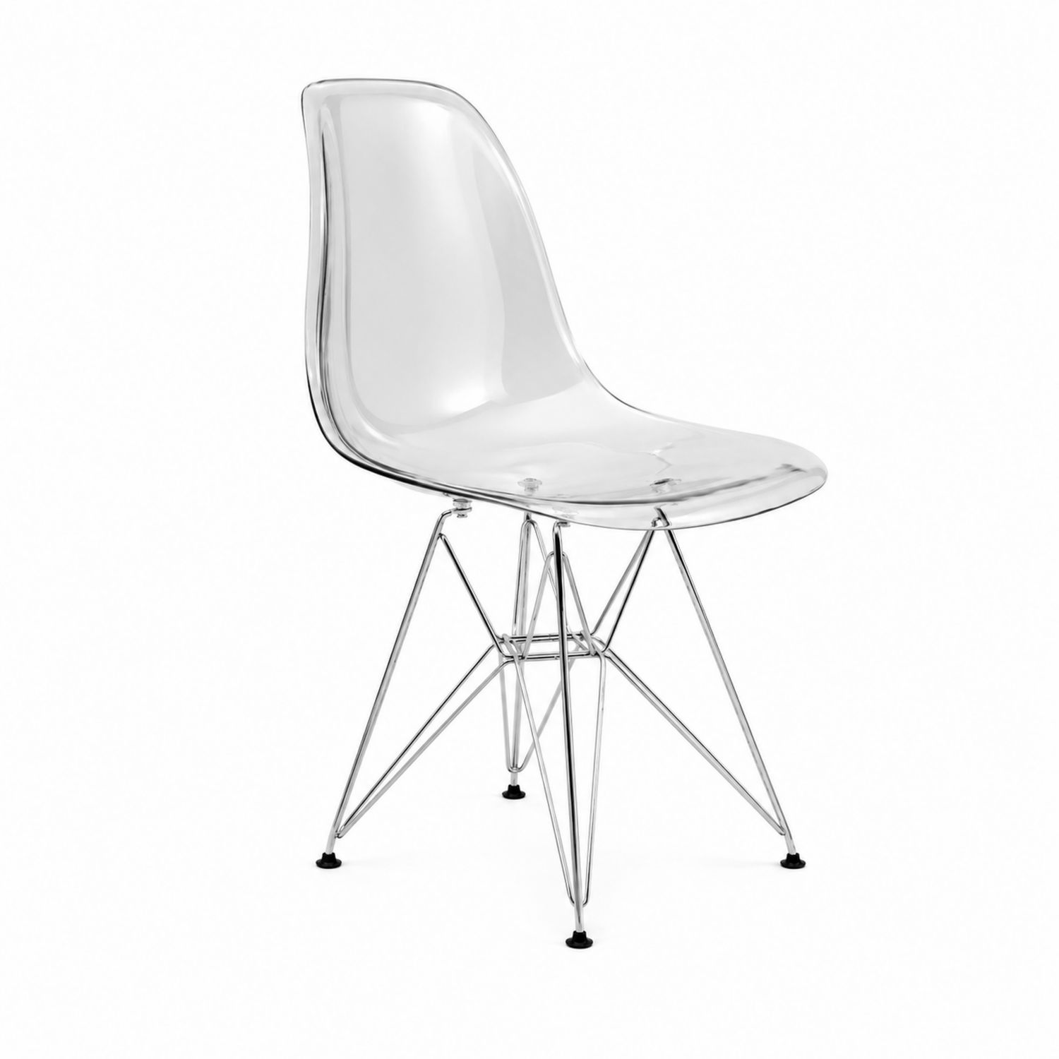 Esszimmerstuhl aus Polycarbonat mit Metallbeinen