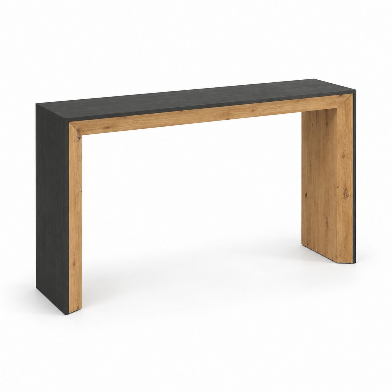 Konsolentisch Holz/Metall Schwarz/Eiche 120x40x76 cm