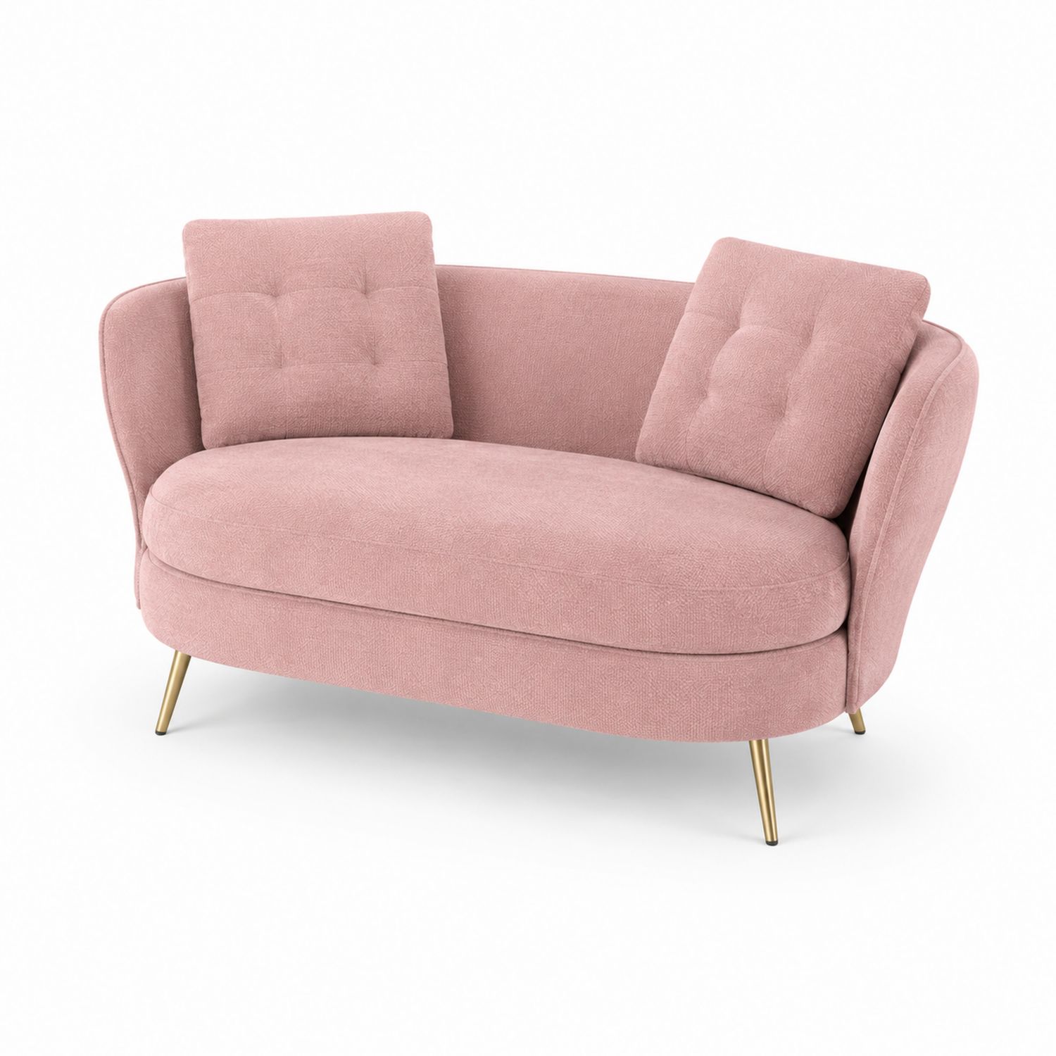 Zweisitzer Sofa Rosa Stoff mit Metallbeinen