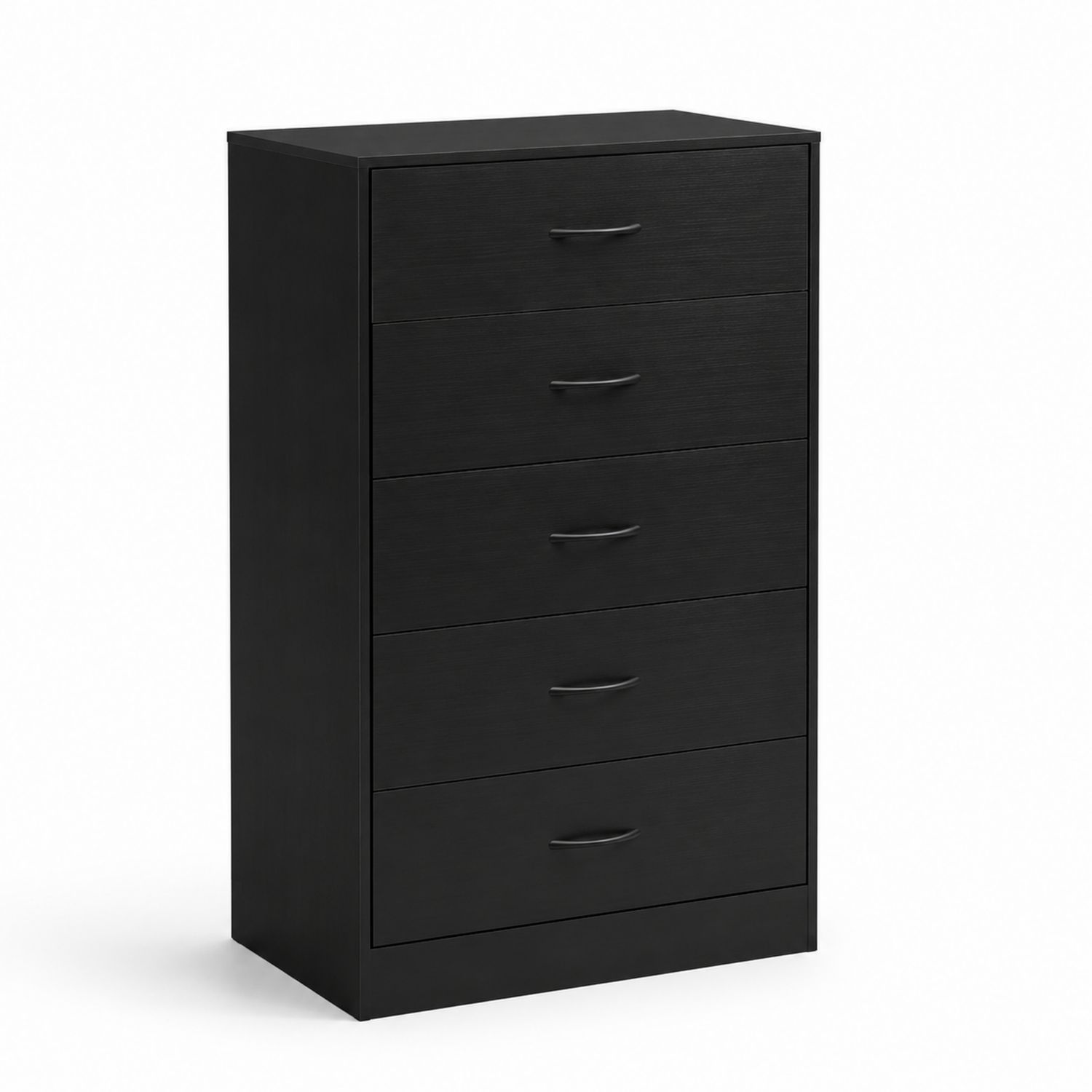 Schwarze MDF-Kommode mit 5 Schubladen 80x40x120 cm
