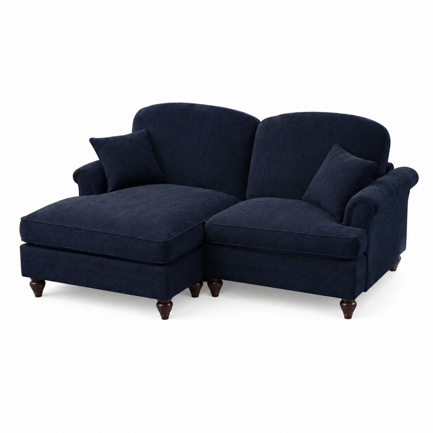 Ecksofa 2-Sitzer mit Ottomane Stoff Dunkelblau