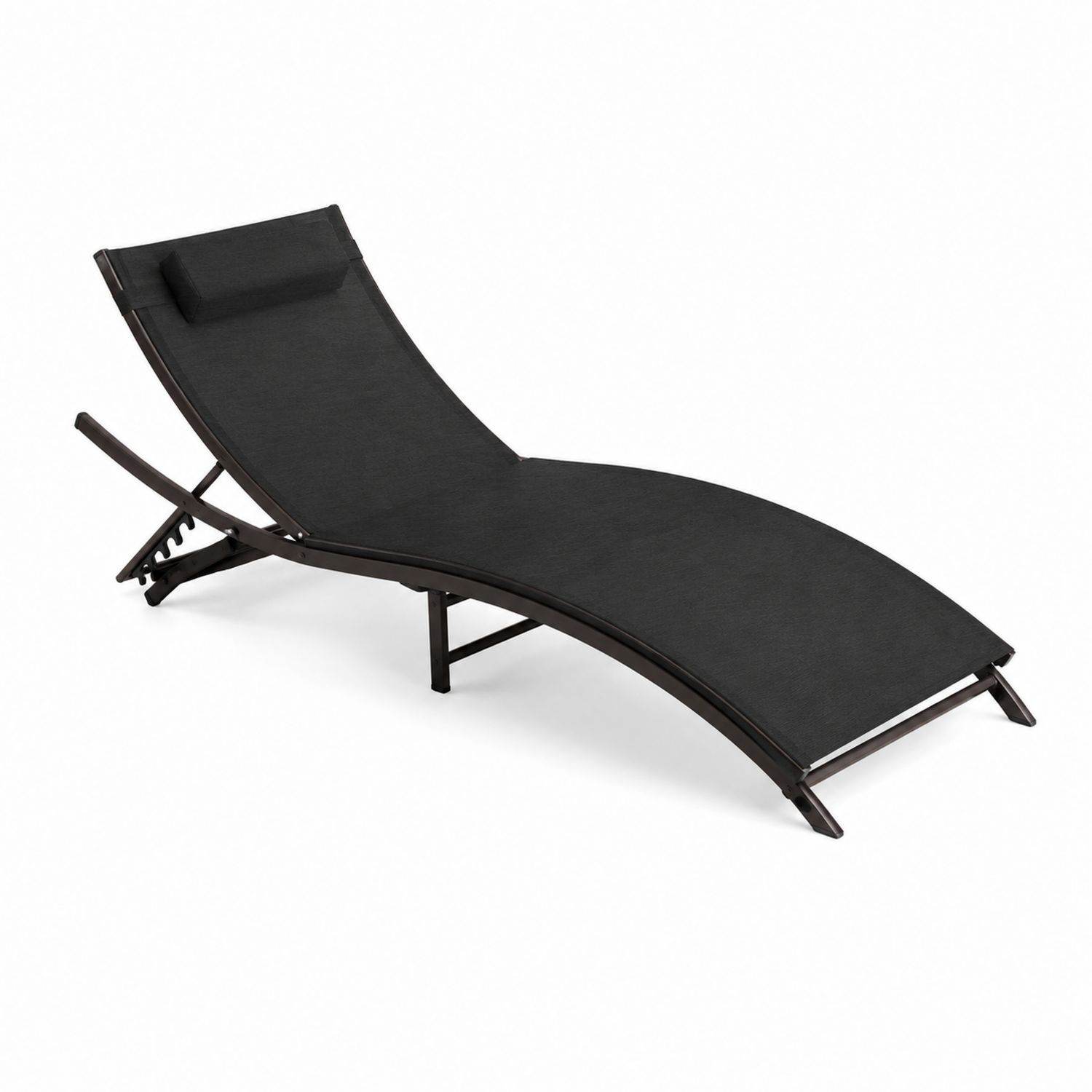 Sonnenliege mit Aluminiumrahmen und Textilenbezug Schwarz 200 cm