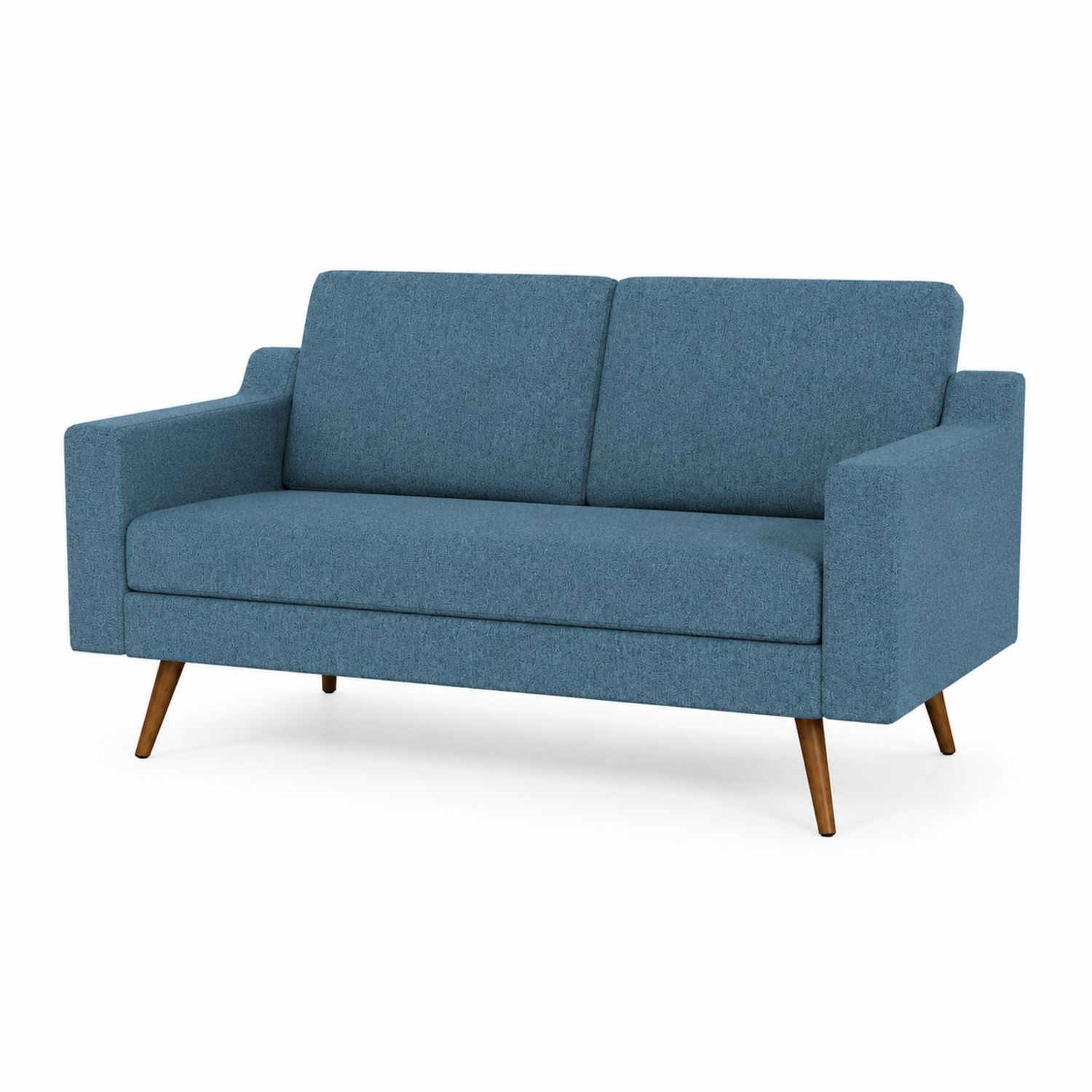 Zweisitzer Sofa mit Holzbeinen Blau