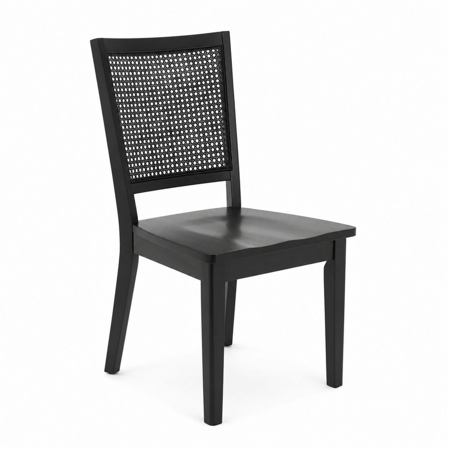 Esszimmerstuhl Holz Rattan Schwarz
