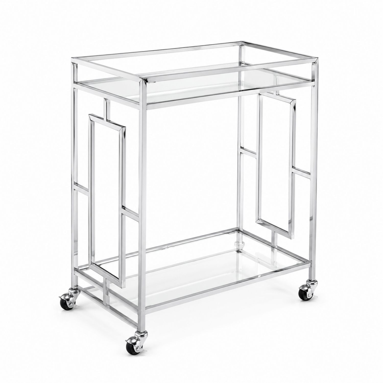 Barwagen Metall und Gehärtetes Glas Silber mit Rollen