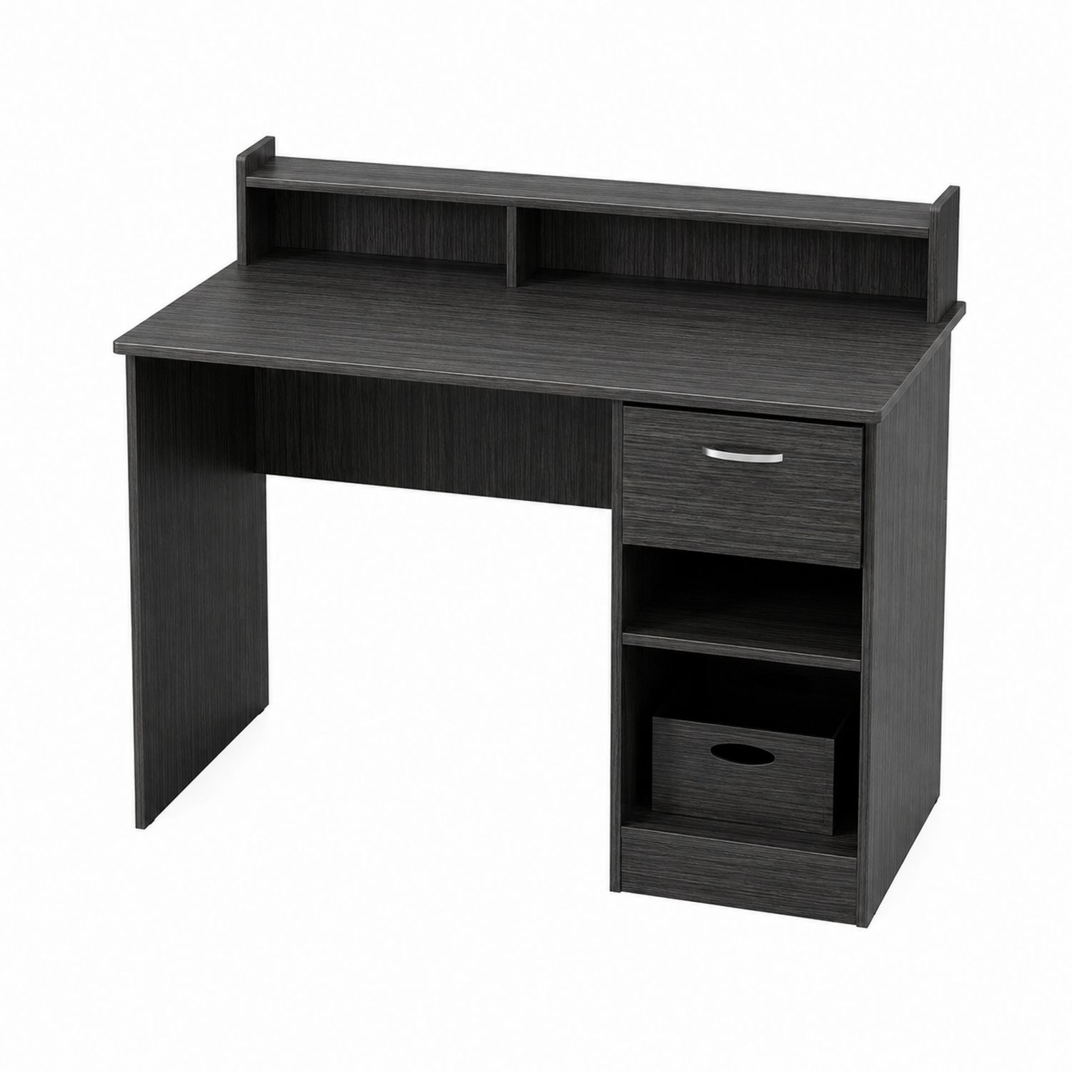 Schreibtisch aus Holzwerkstoff mit Regal und Schublade, Schwarz