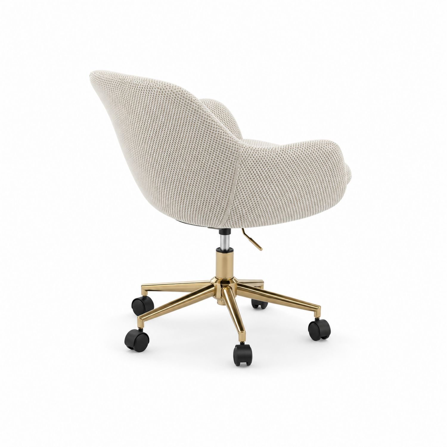 Bürostuhl aus Baumwollmischgewebe mit verstellbarer Höhe in Beige und goldfarbenem Metall