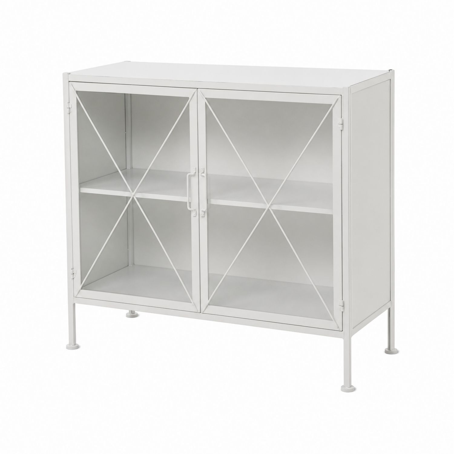 Metallschrank mit Glastüren 80x35x90 cm Weiß