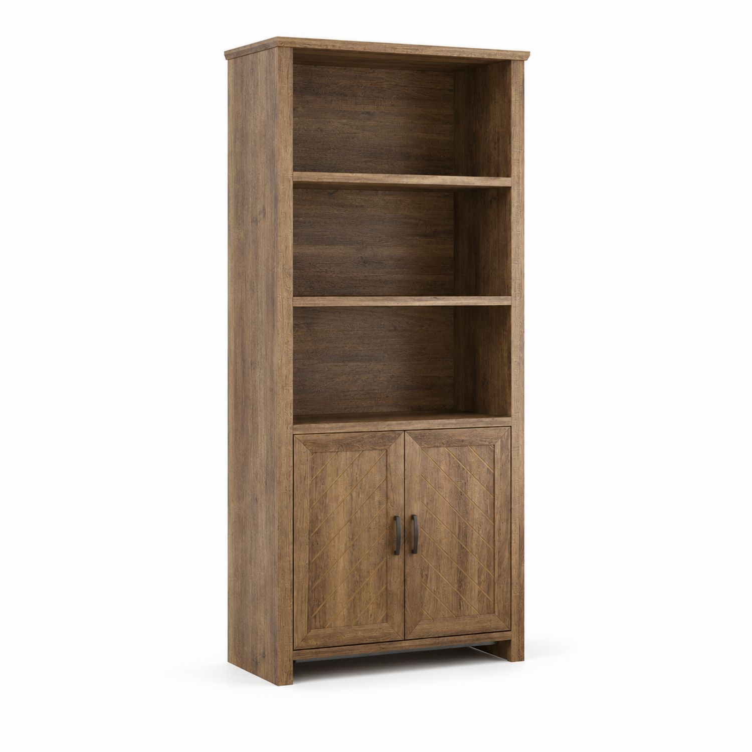 Bücherregal Holzoptik mit Türen, 200 cm Höhe