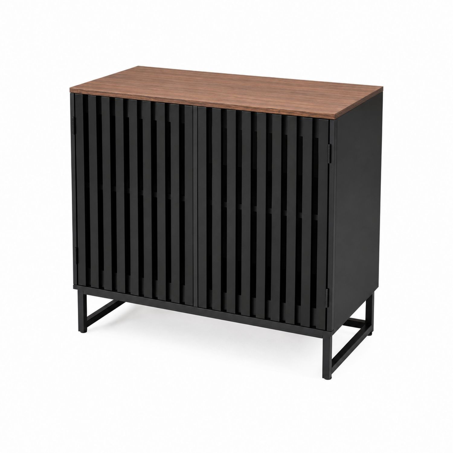 Sideboard aus Holz und Metall Schwarz 100x40x80 cm