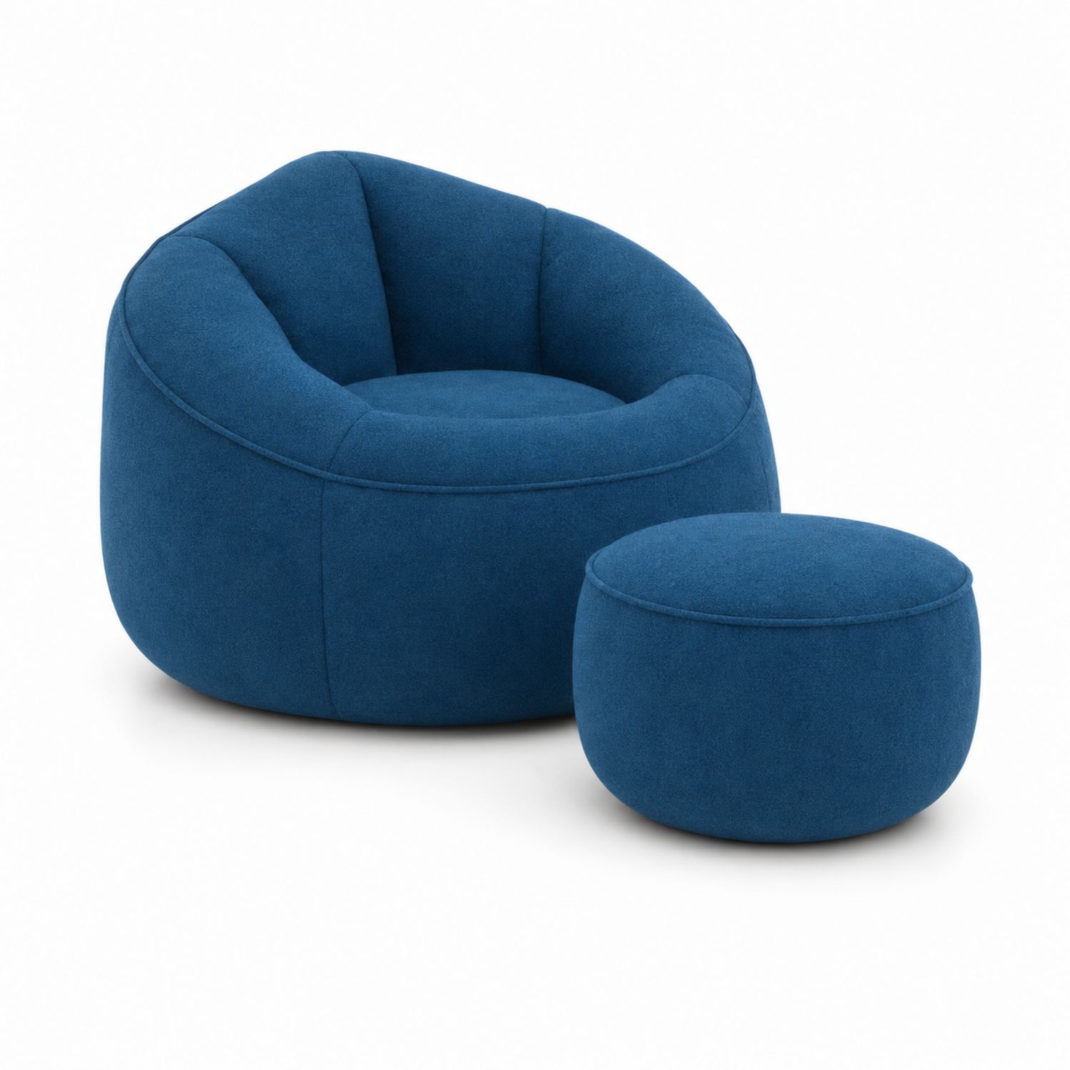Sofa-Set aus Stoff Blau mit Hocker