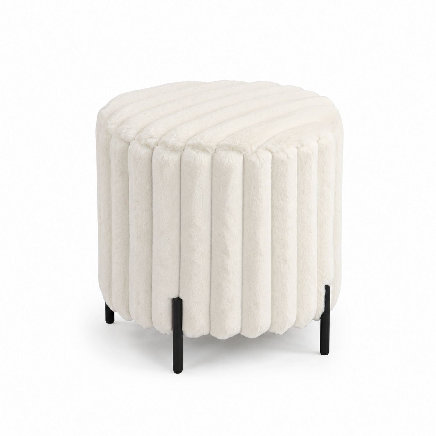 Runder Hocker Polyester Creme