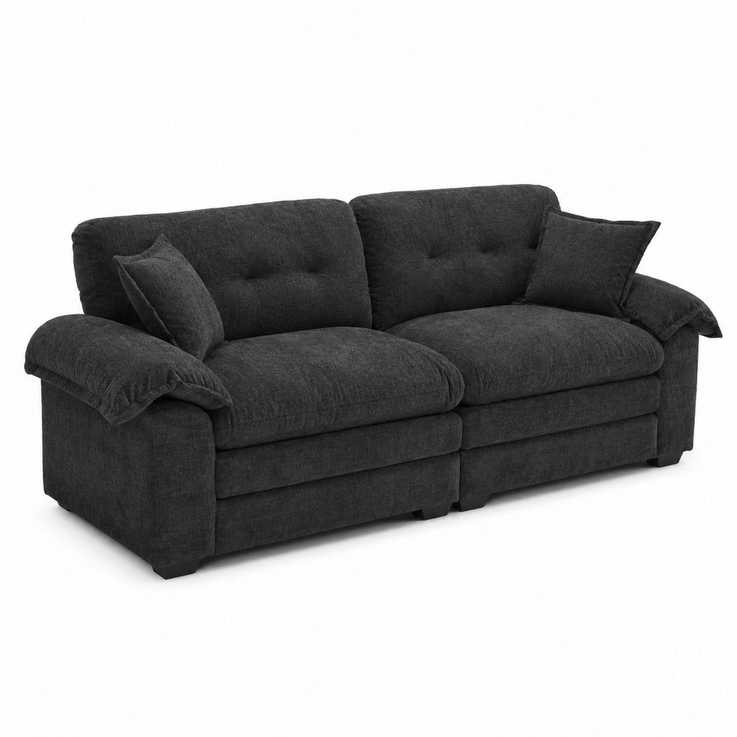 2-Sitzer Sofa Stoff Anthrazit mit Kissen