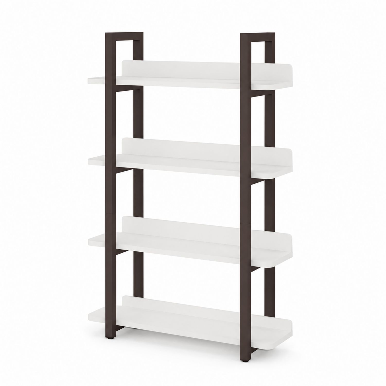 Regal mit 4 Regalböden Metallrahmen MDF Weiß Braun 150x60x35 cm