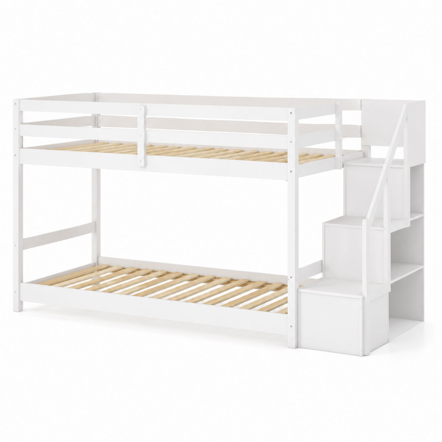 Etagenbett mit Treppe aus Holz Weiß 200x90 cm