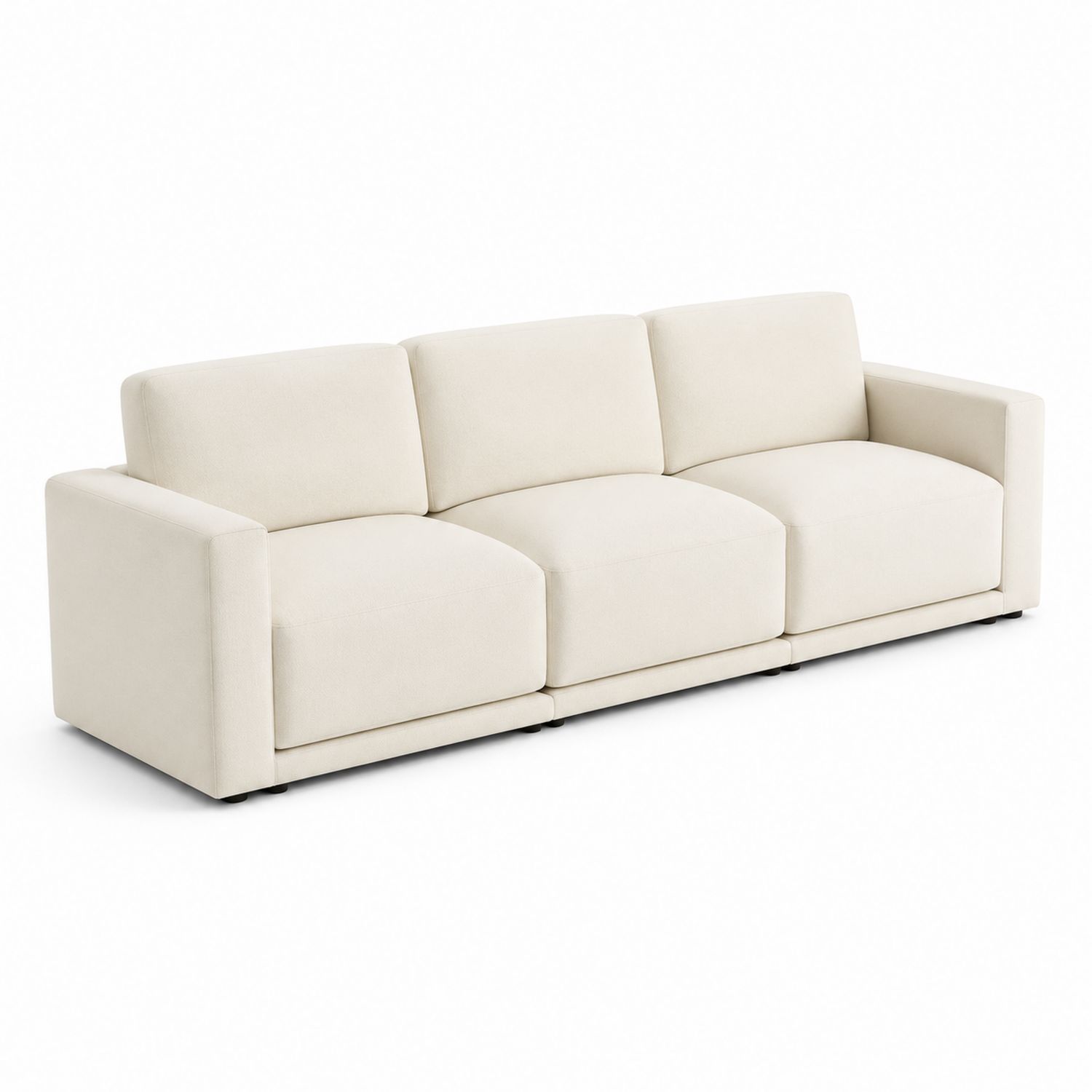 3-Sitzer Sofa Holz Polyester Beige