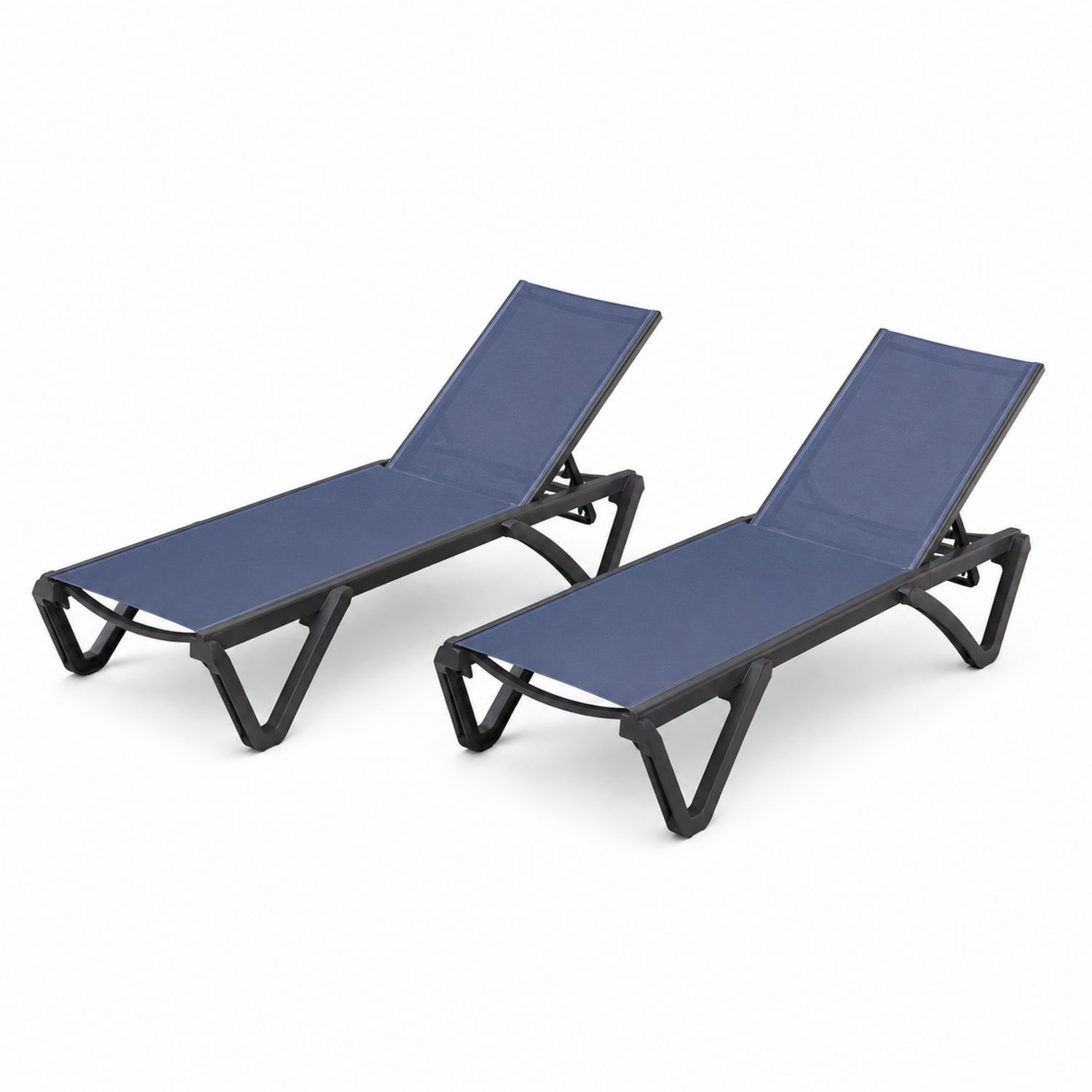 Set Sonnenliegen Aluminium Textilene Blau