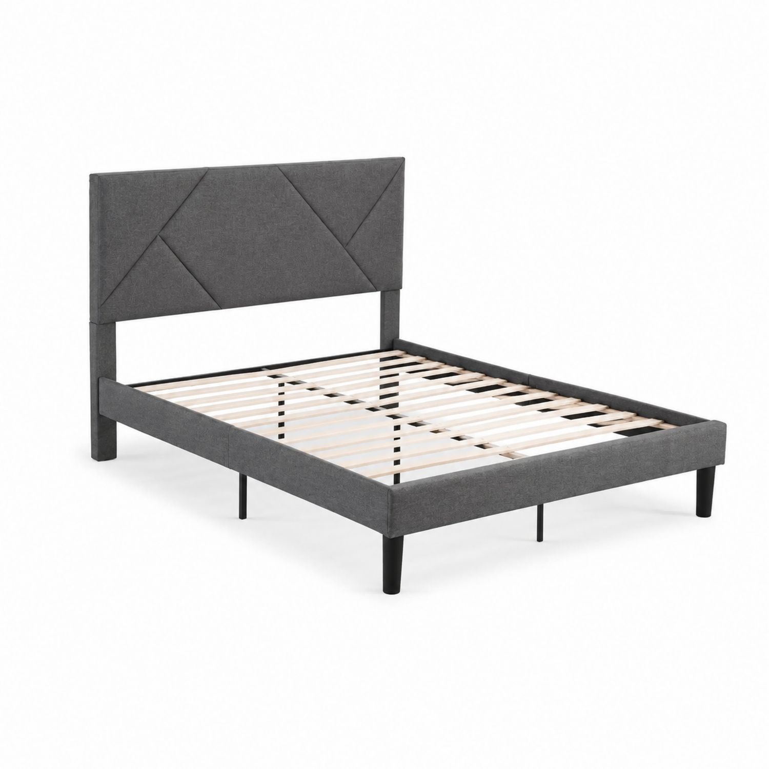 Gepolstertes Bett aus Stoff Grau 200x160 cm