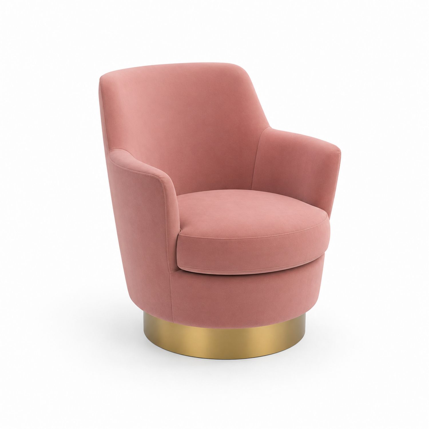 Sessel drehbar mit Rosa Samt und goldenem Metall Sockel