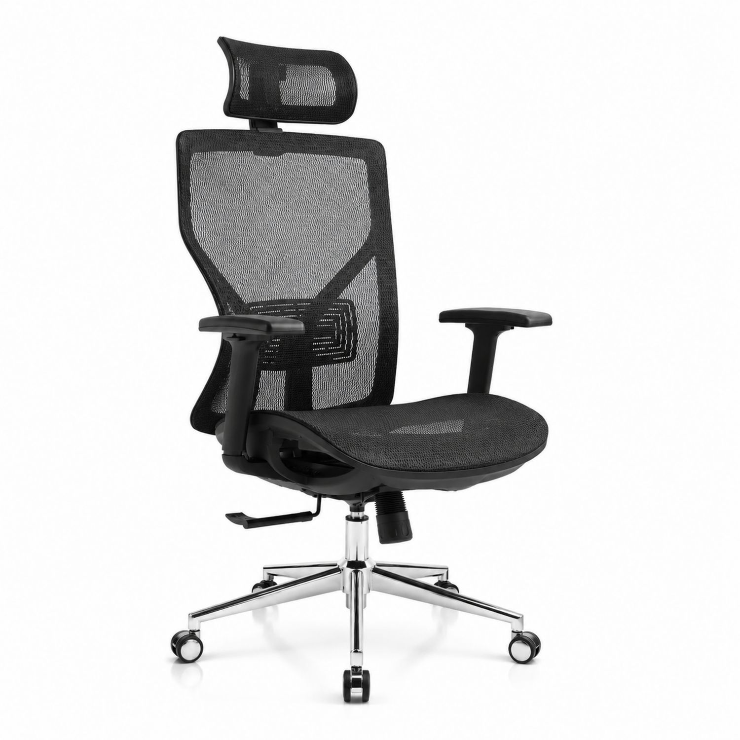 Ergonomischer Bürostuhl mit Netzrücken, Schwarz