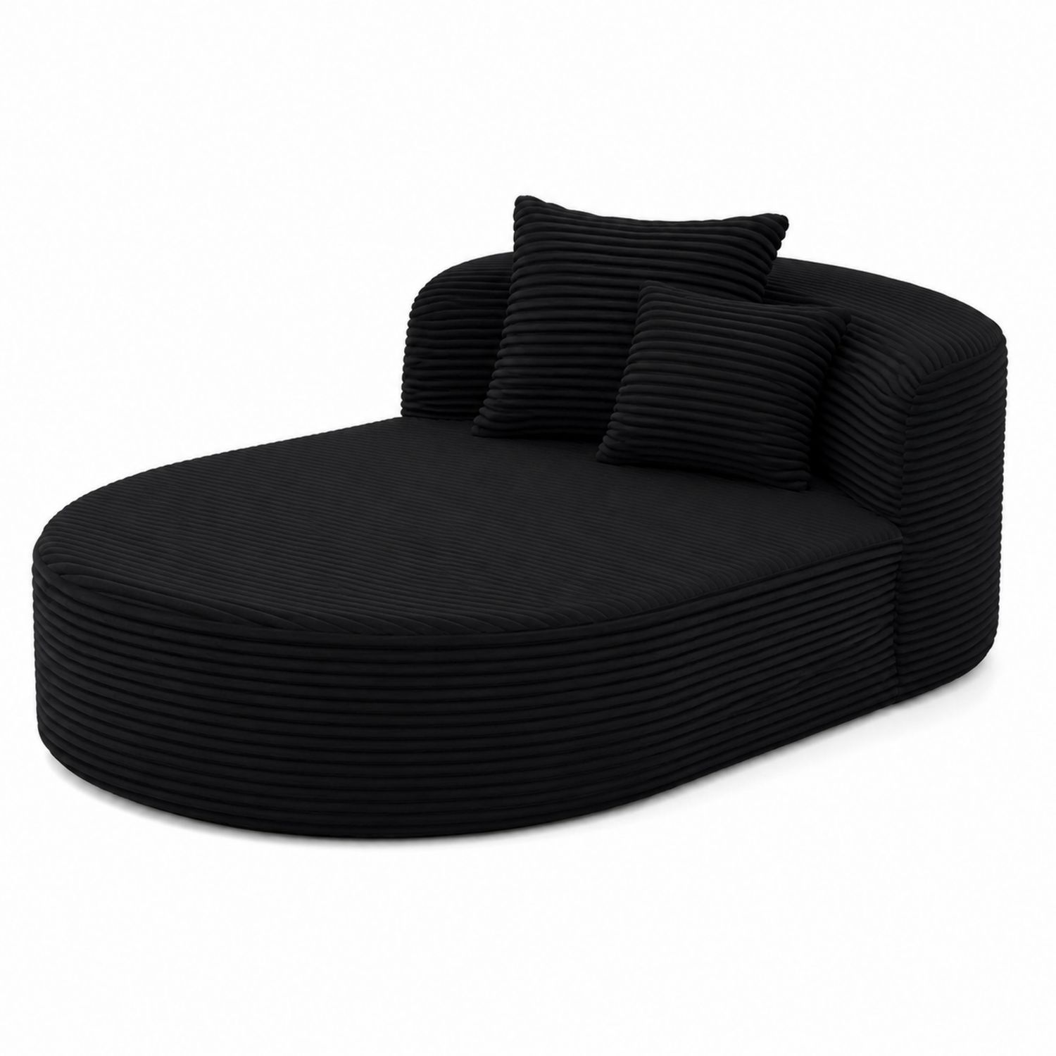Ovales Sofa aus Cordstoff Schwarz mit Kissen