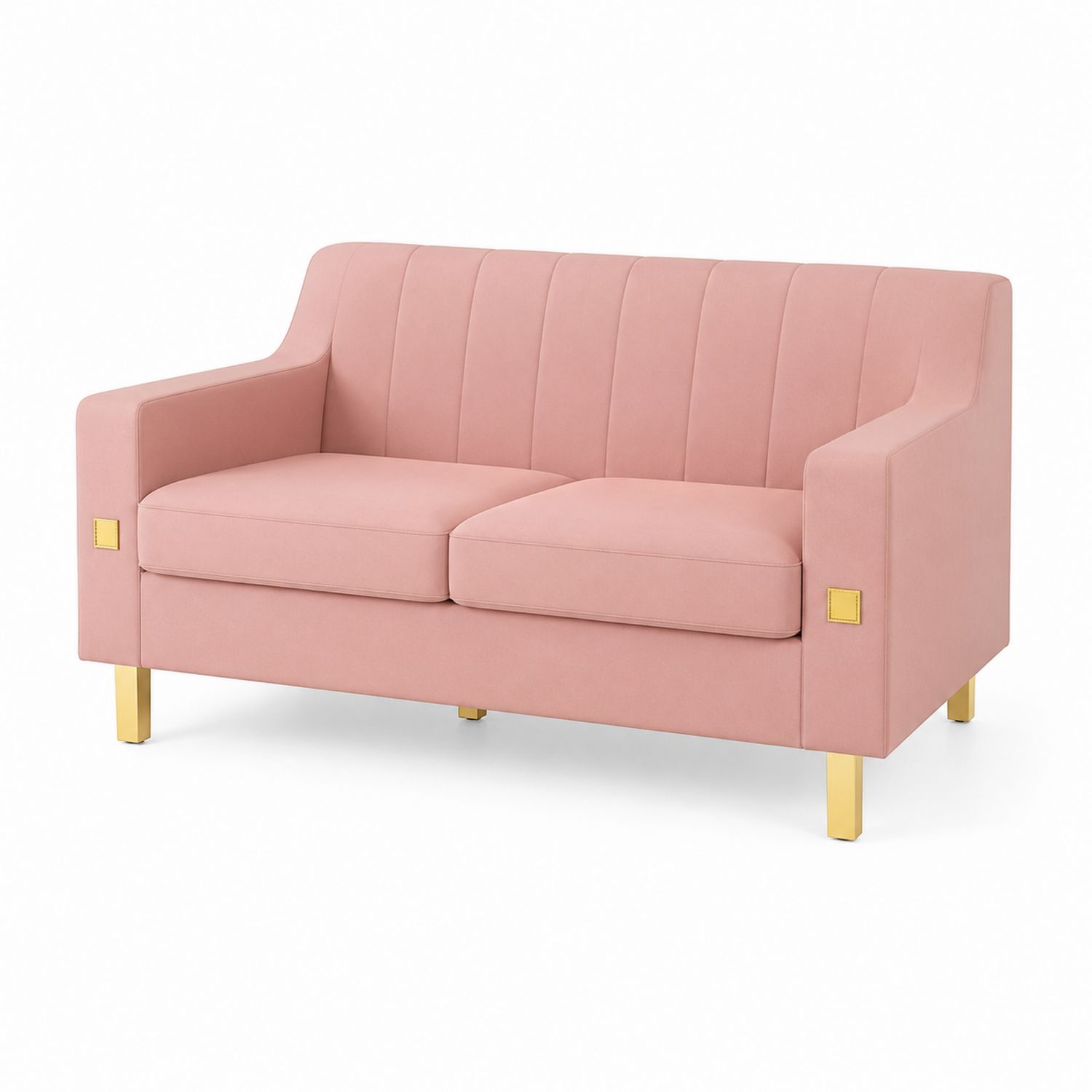 Zweisitzer Sofa Samt Rosa mit Stahlbeinen