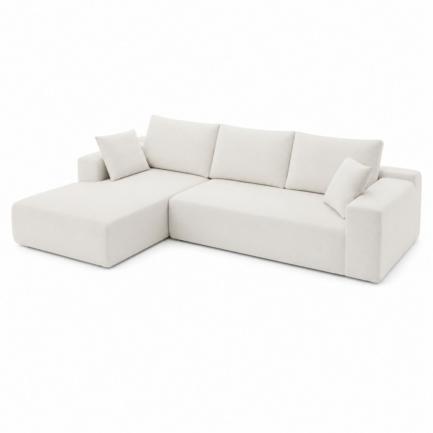 Ecksofa L-Form Stoff Weiß