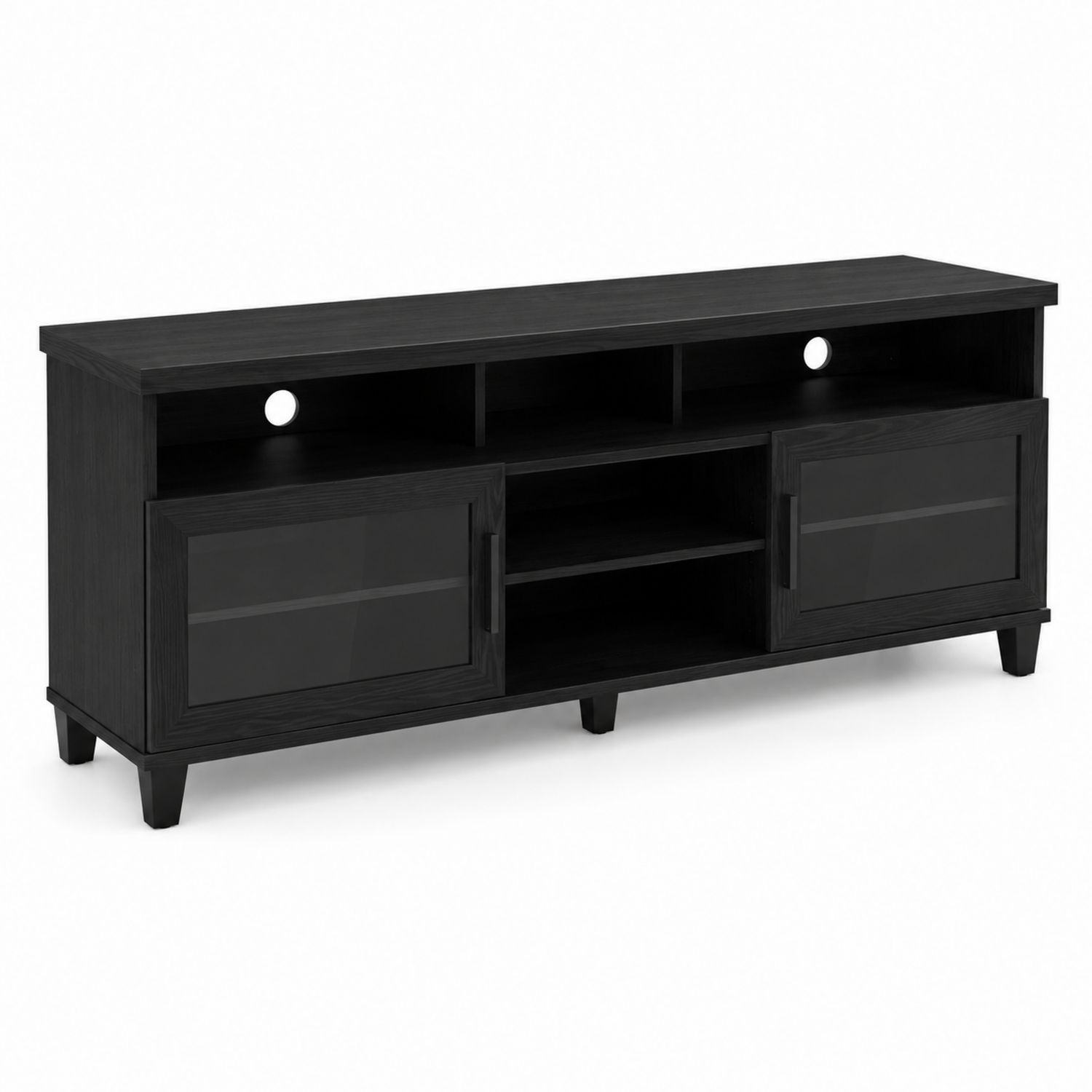 TV-Schrank aus Holz mit Glastüren, Schwarz