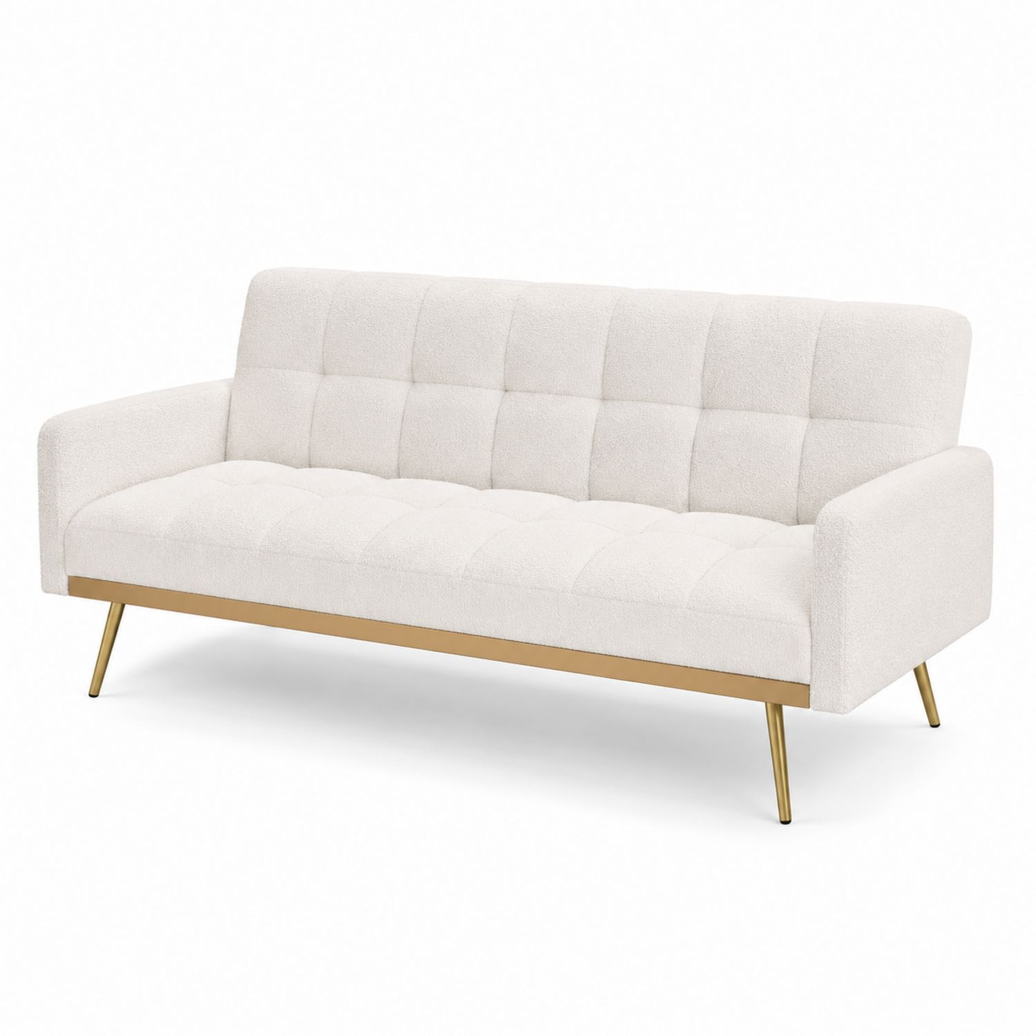 3-Sitzer Sofa Bouclé-Crème mit Metallbeinen