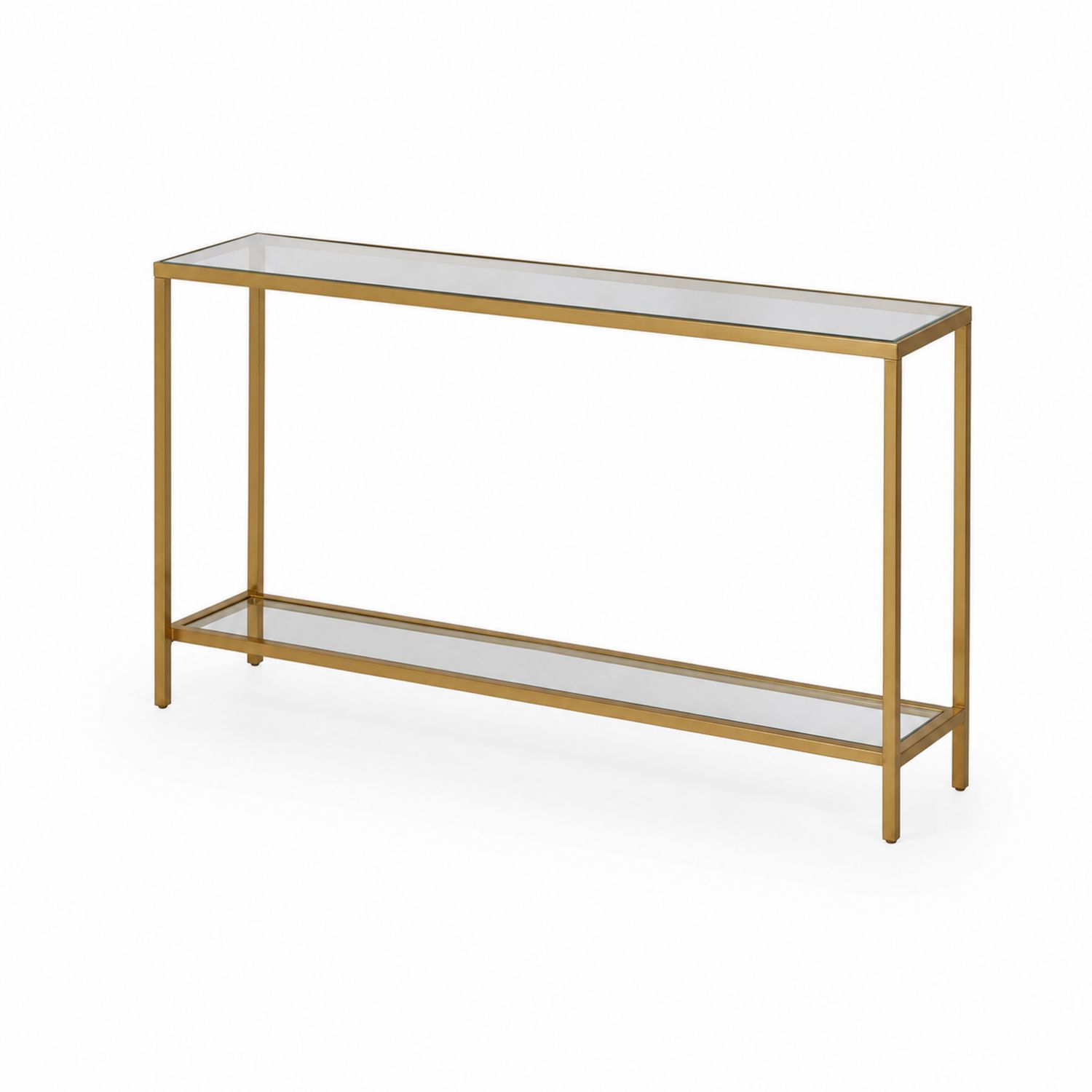 Konsolentisch aus gehärtetem Glas und Edelstahl in Gold