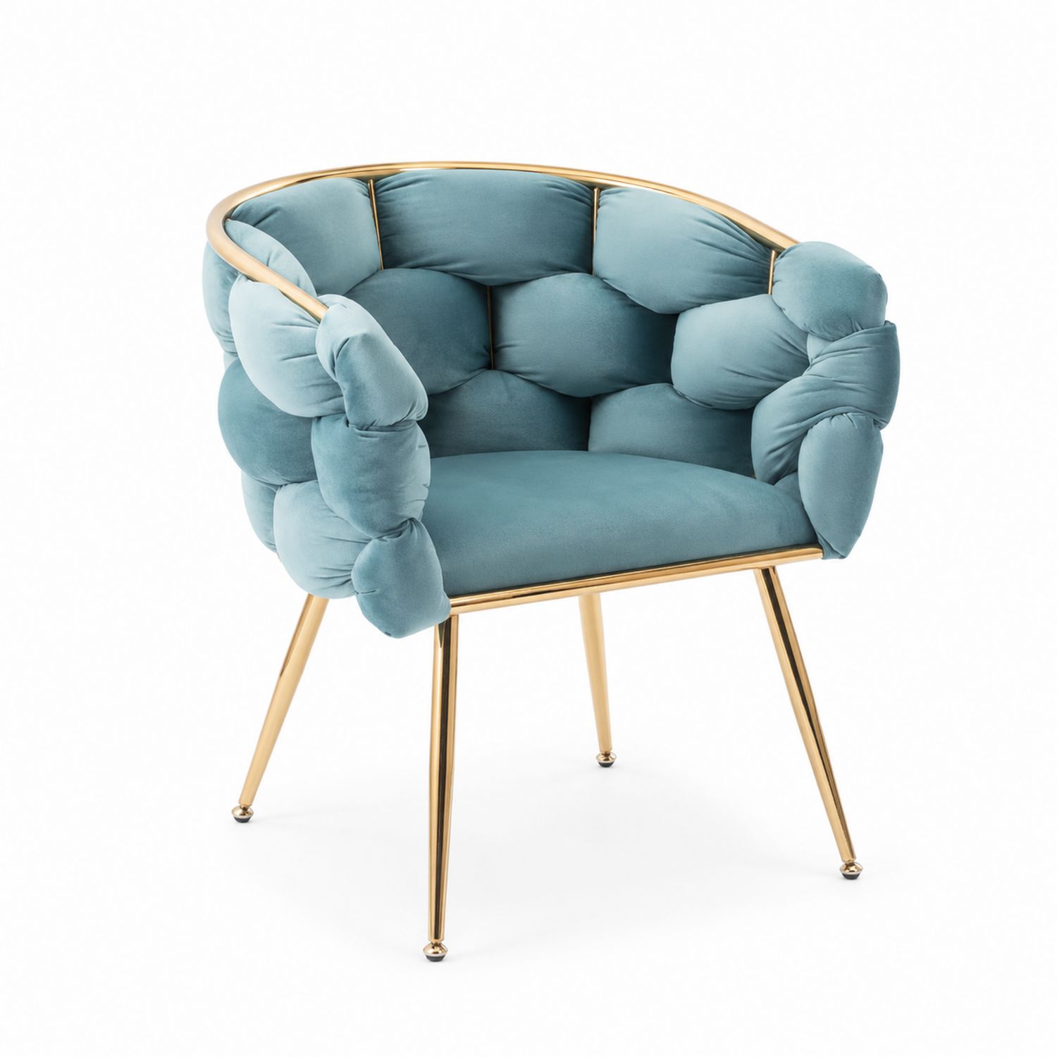Stuhl mit Samt und Metall in Blau und Gold