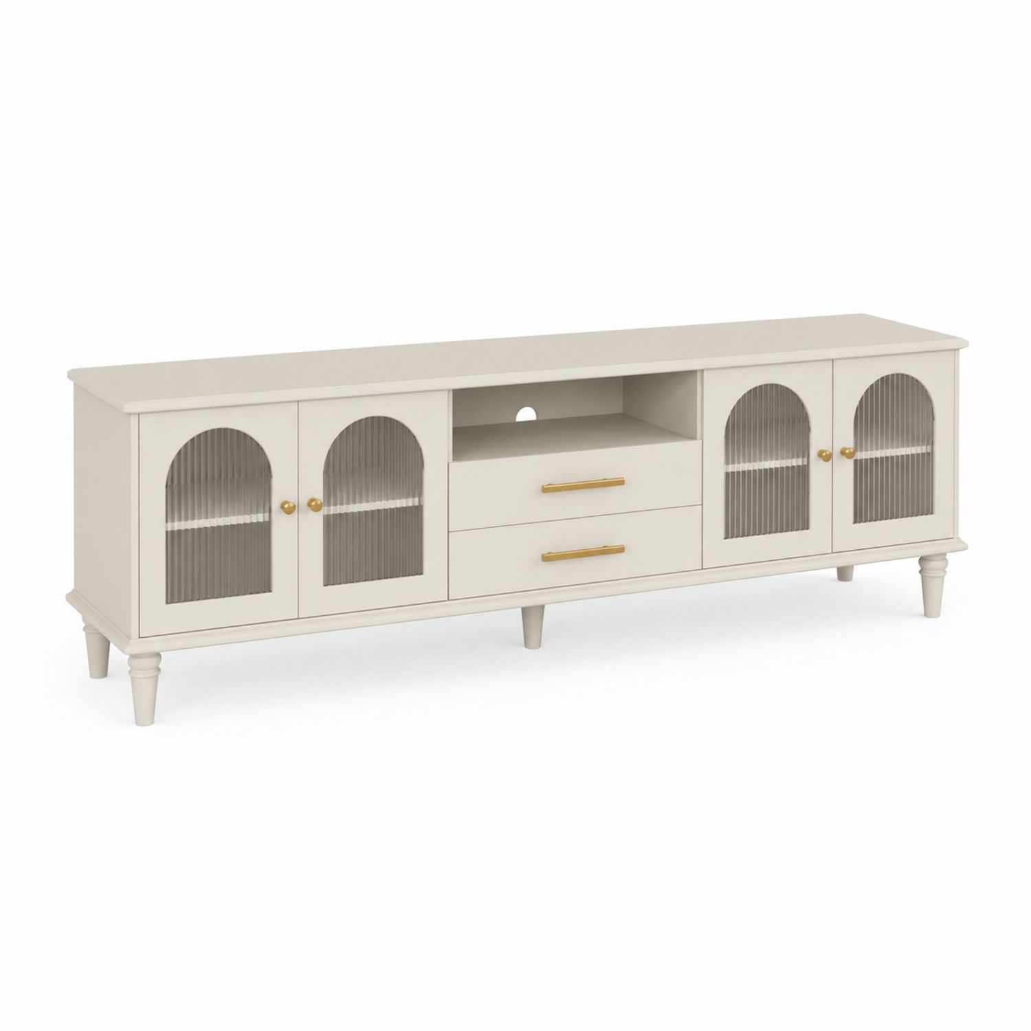 TV-Schrank rechteckig 160x40x50cm MDF geriffeltes Glas Weiß