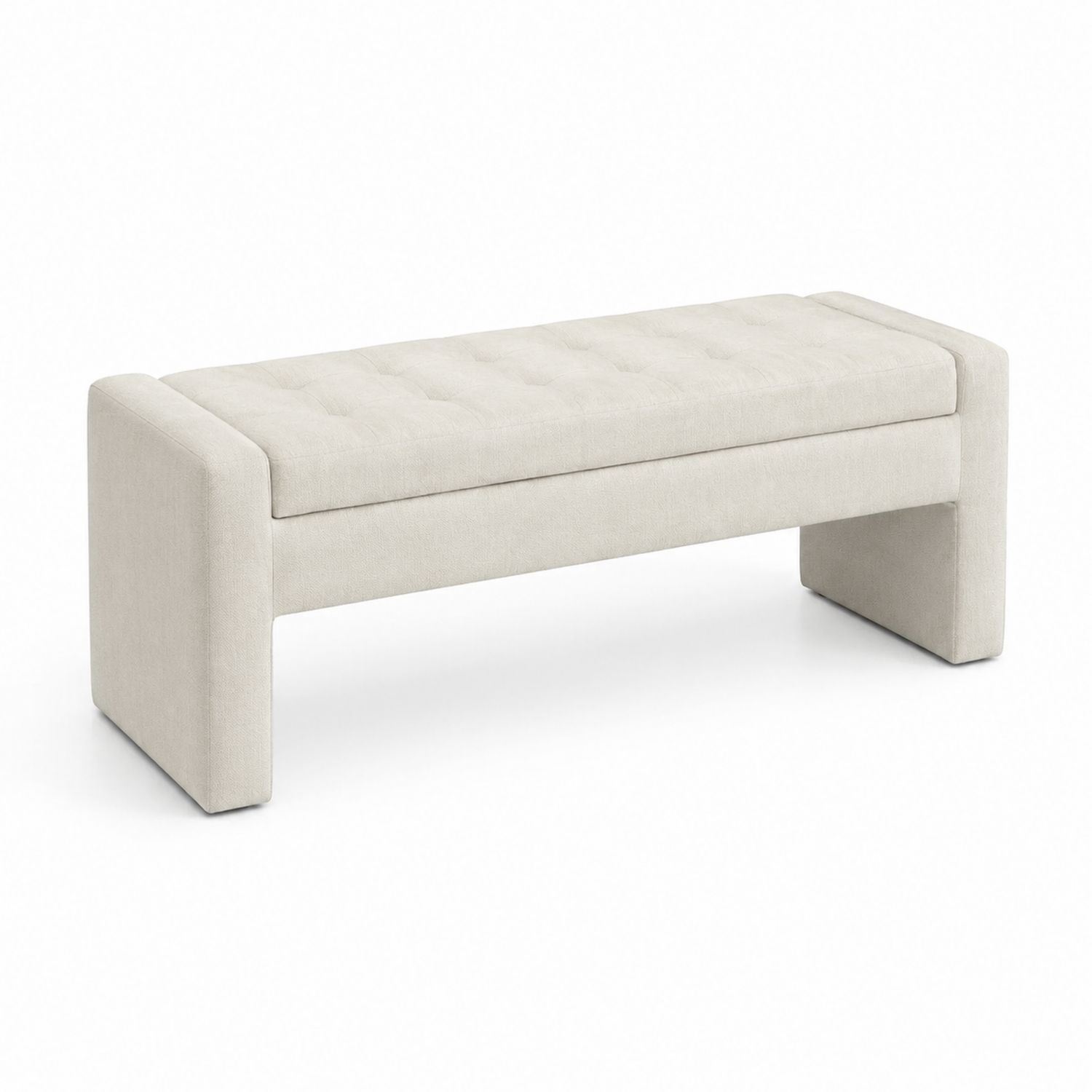 Gepolsterte Bank rechteckig 120x40x45 cm Textil Beige