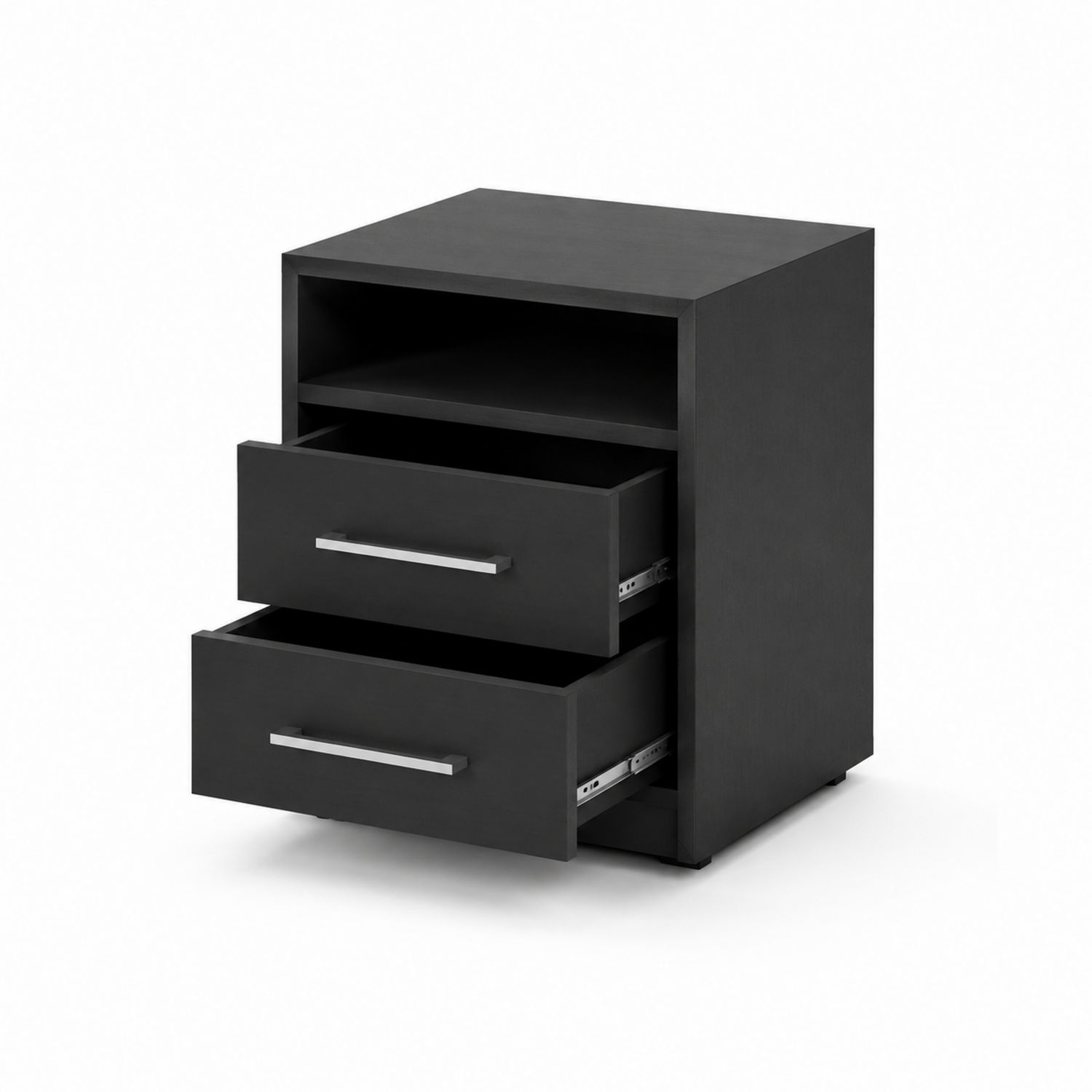 Nachttisch Holzfaserplatte Schwarz 2 Schubladen