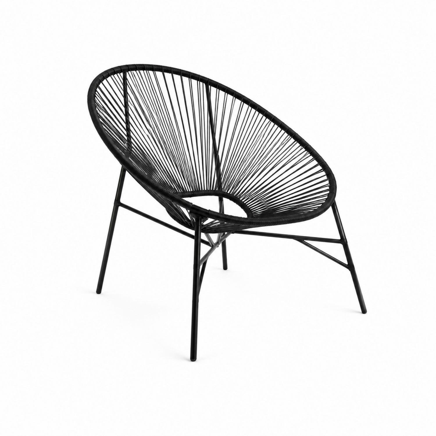 Outdoor-Stuhl aus Stahl und Polyethylen-Seil Schwarz