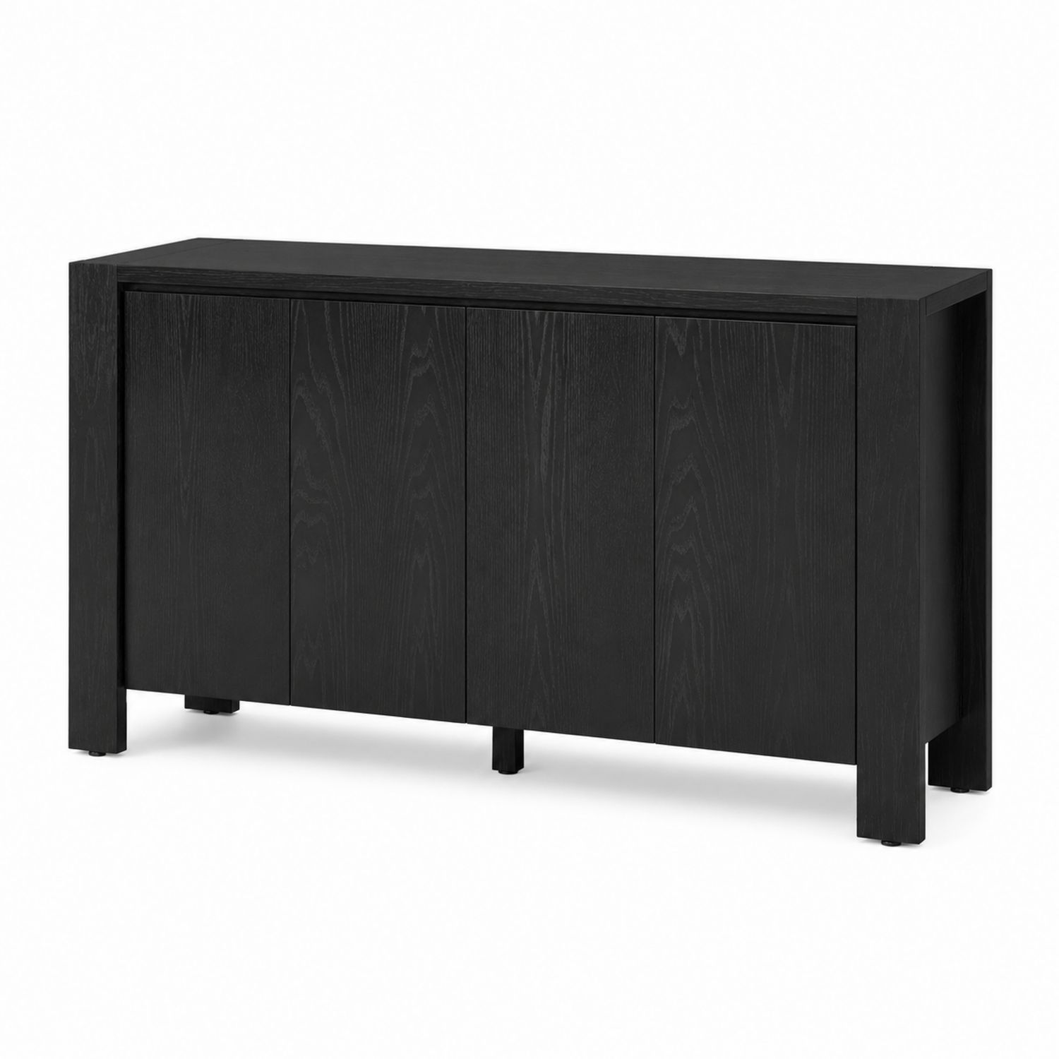Sideboard aus lackiertem Eichenholz mit vier Türen Schwarz