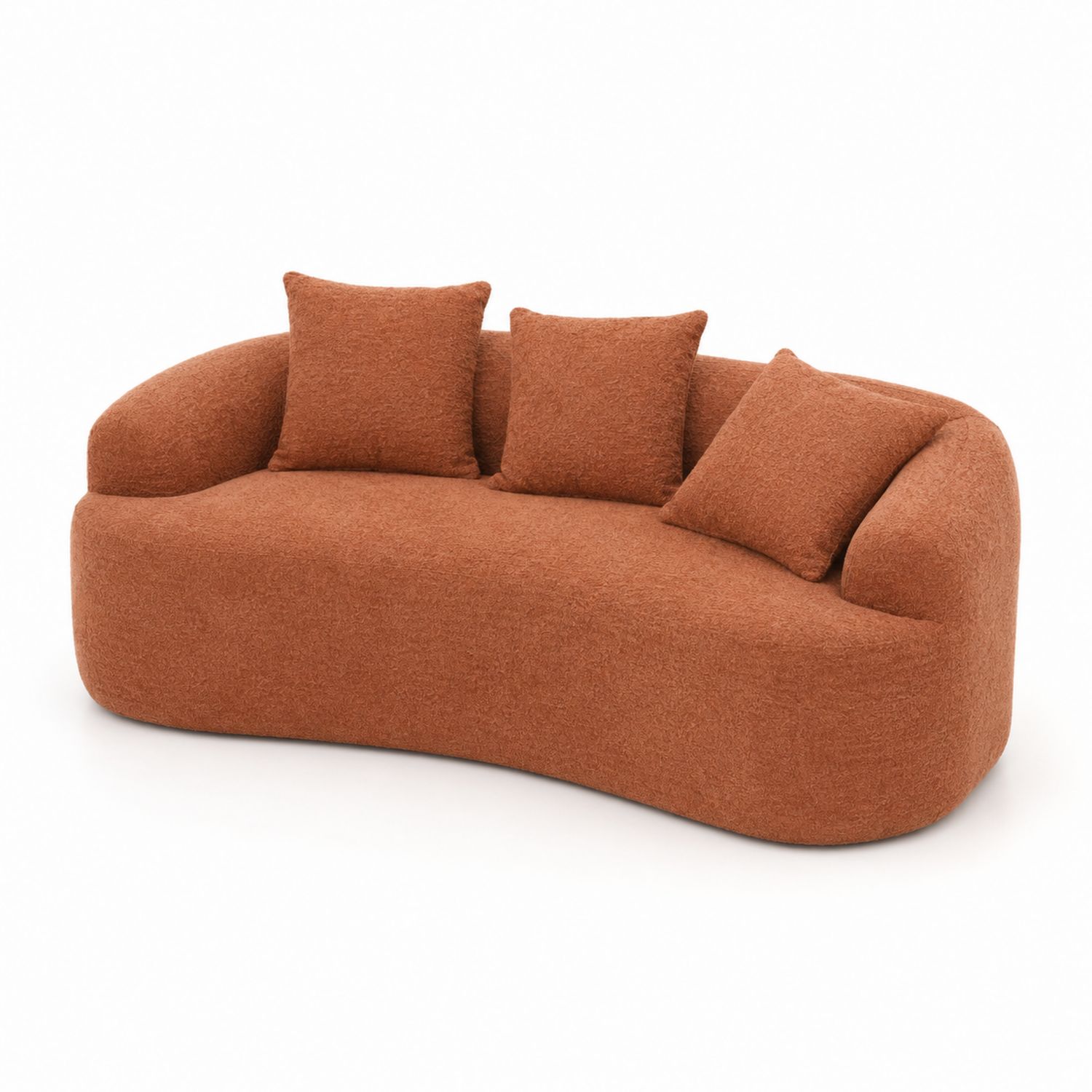 Gebogenes Stoffsofa mit Kissen Braun 220cm