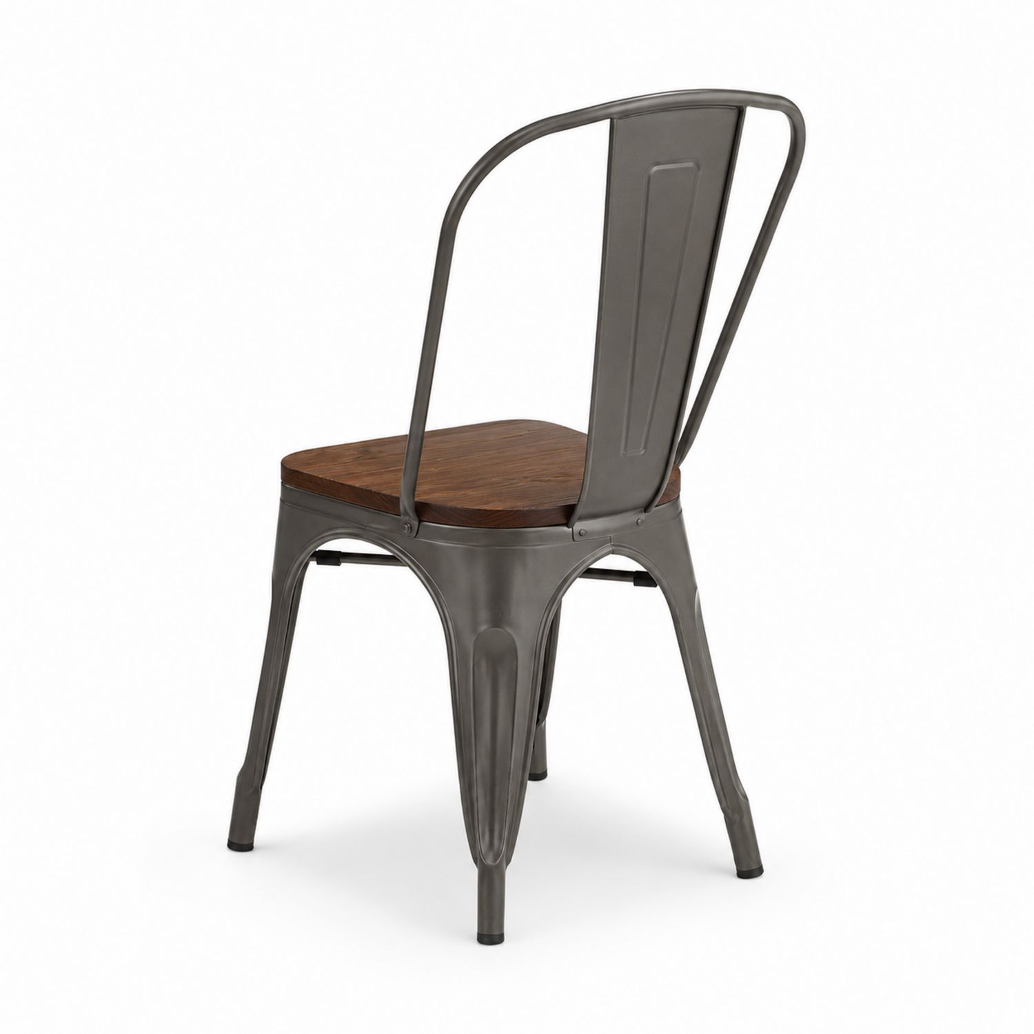 Esszimmerstuhl Metall mit Holzsitzfläche Grau/Braun 85 cm hoch