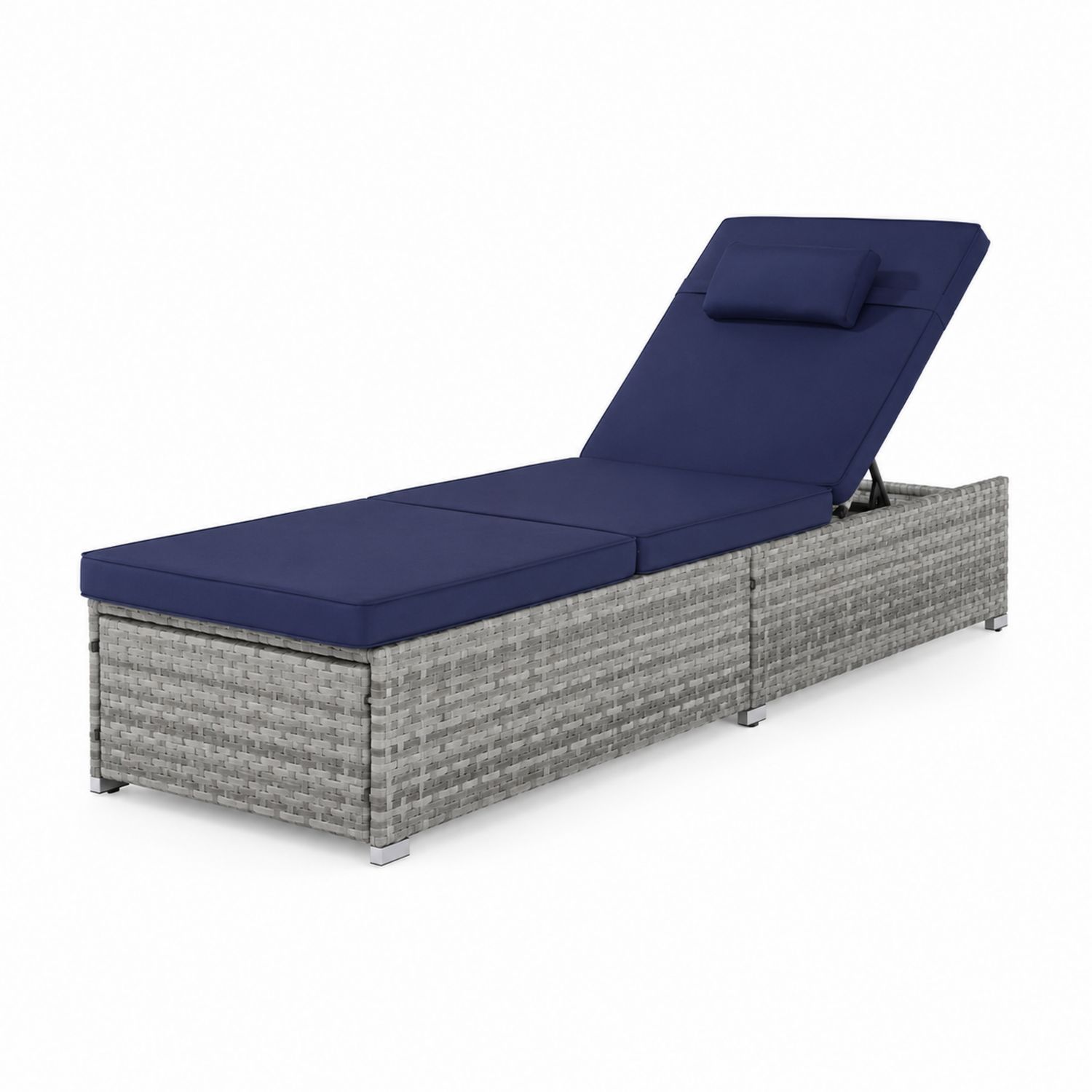 Verstellbare Gartenliege aus Polyrattan Blau