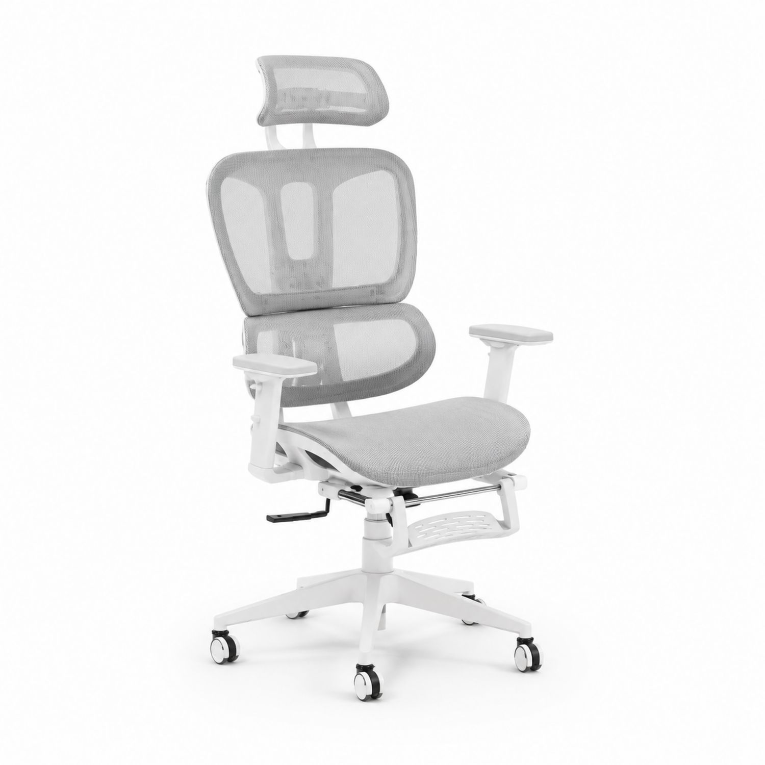 Ergonomischer Bürostuhl aus Netzgewebe in Grau mit Kopfstütze und Armlehnen-Lumariocasa