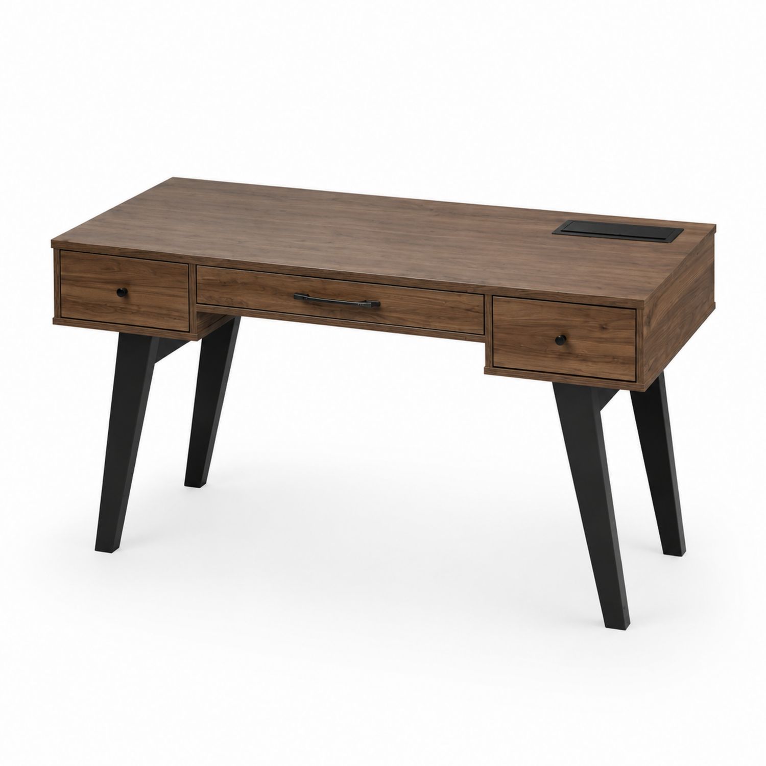 Schreibtisch MDF Holzfurnier mit Metallbeinen Braun-Lumariocasa