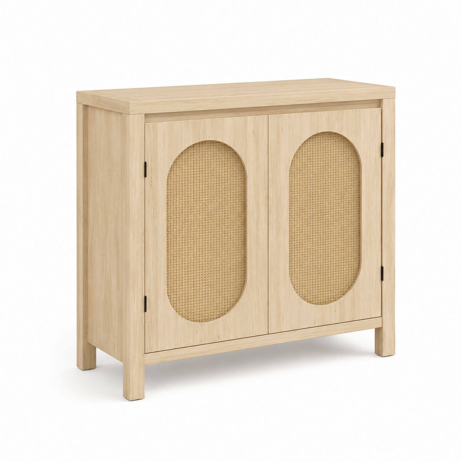 Sideboard mit 2 Türen aus Holz und Rattan Natur 80x90x35 cm-Lumariocasa