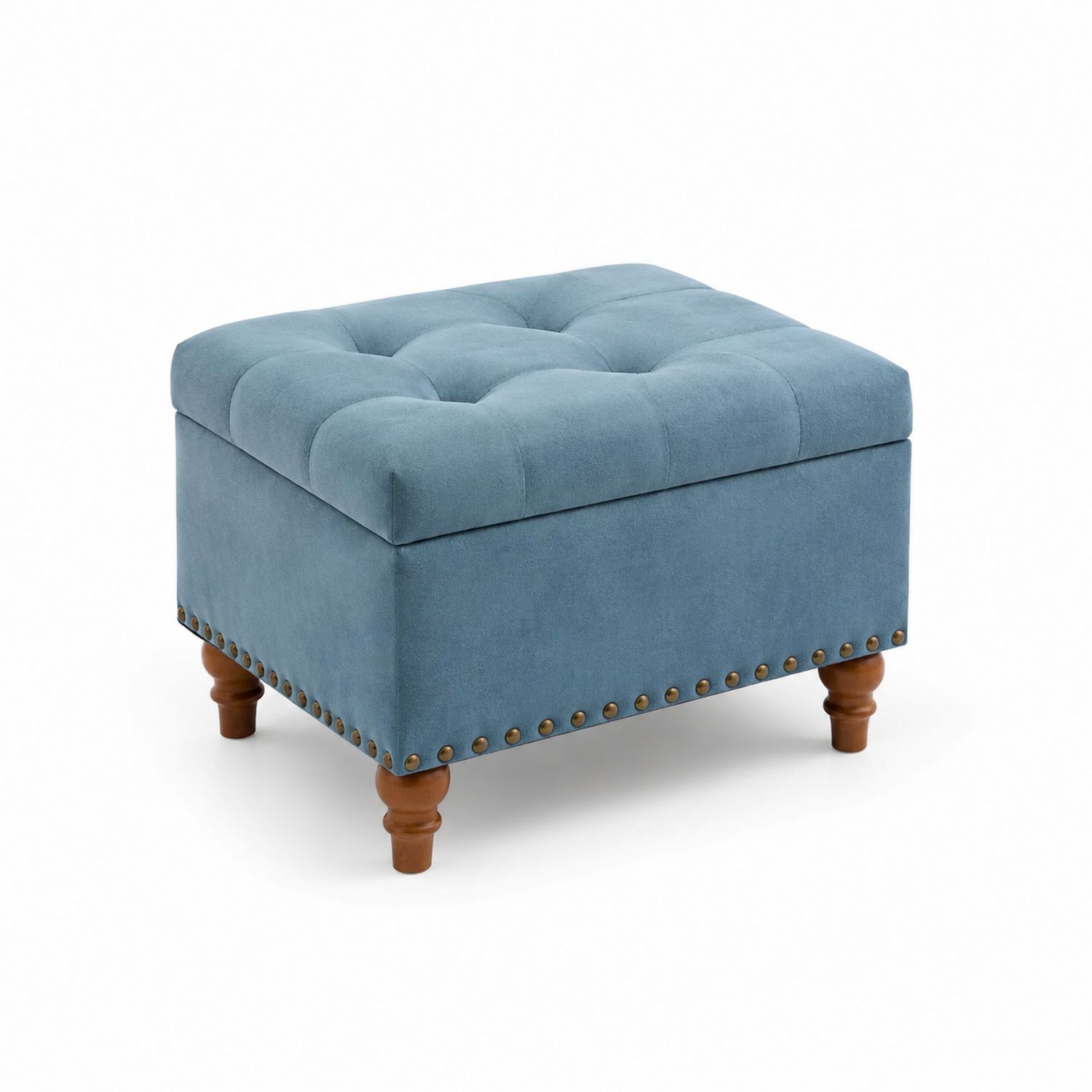 Rechteckiger Hocker Blau 45x60x40 cm Baumwollsamt-Lumariocasa