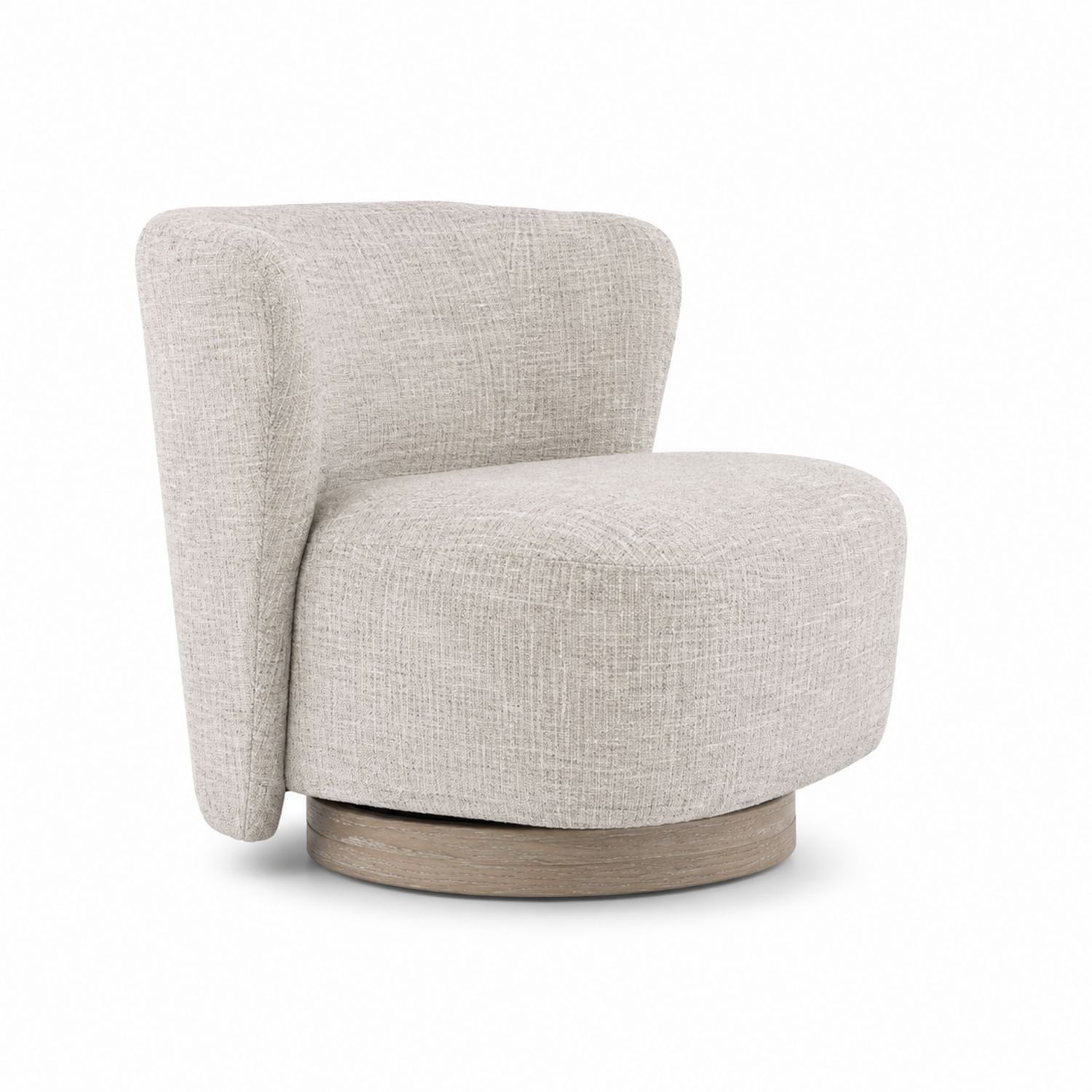 Textil-Drehstuhl mit Holzbasis in Beige-Lumariocasa