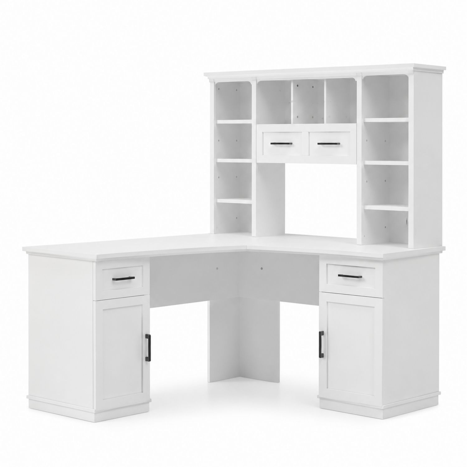 Eckschreibtisch mit Regalaufsatz Weiß MDF-Lumariocasa