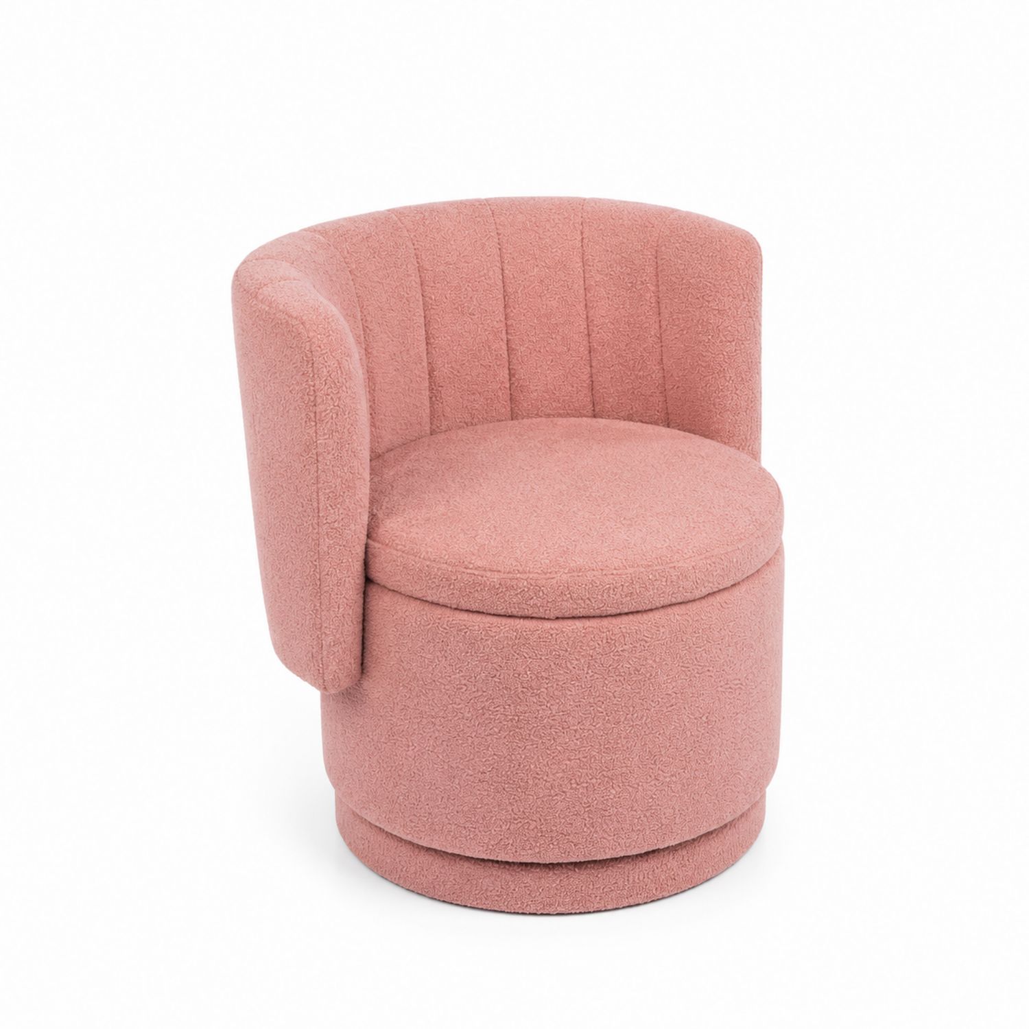 Runder Polsterstuhl aus Bouclé-Stoff in Rosa, Höhe 75 cm-Lumariocasa
