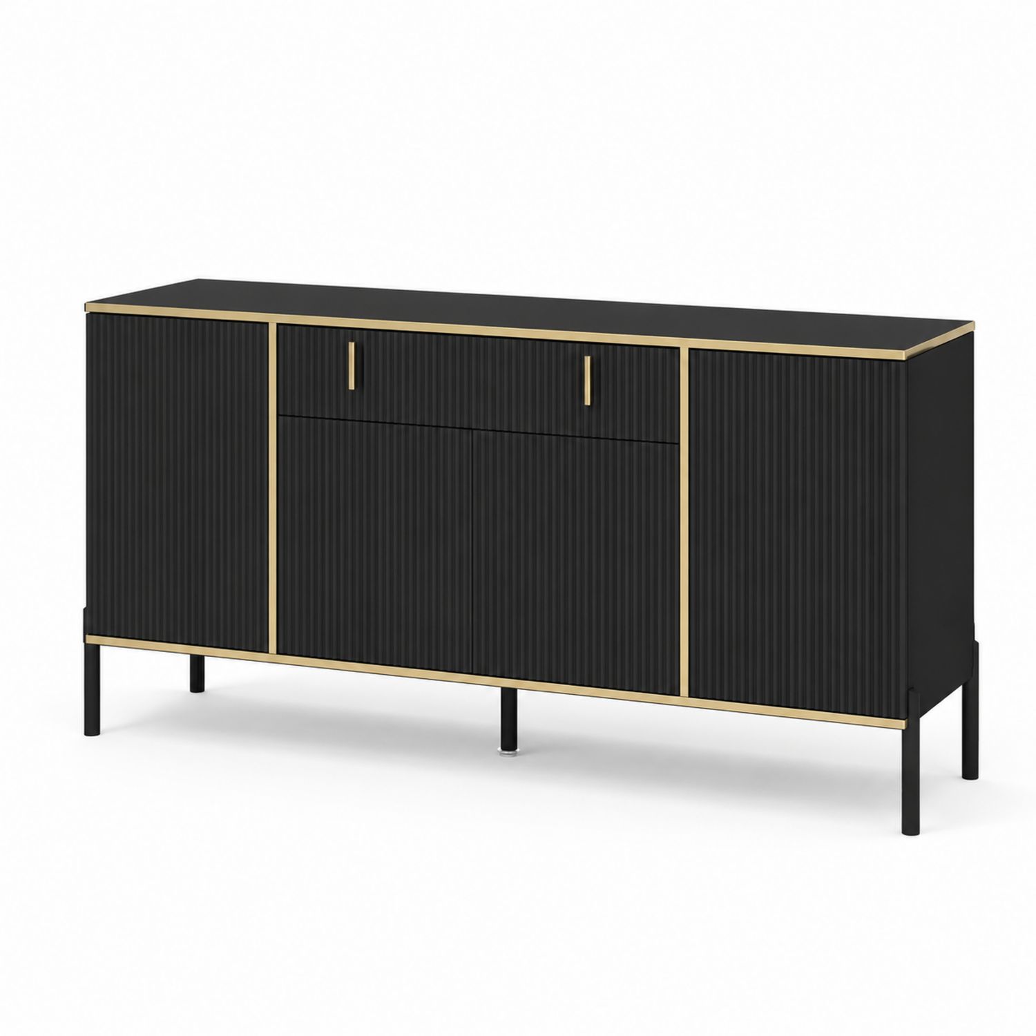 Sideboard aus MDF-Holz und Metall in Schwarz/Gold, 80x160x40 cm-Lumariocasa