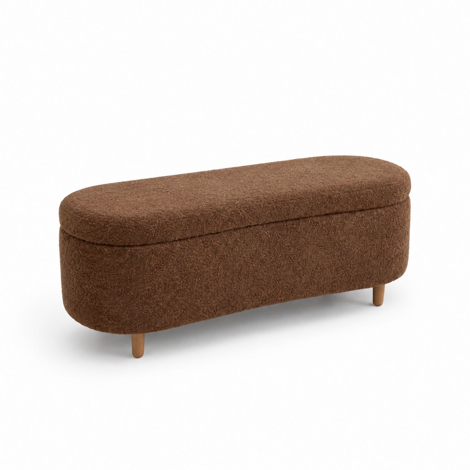 Ovale Sitzbank 120x45x40 cm Bouclé Braun-Lumariocasa