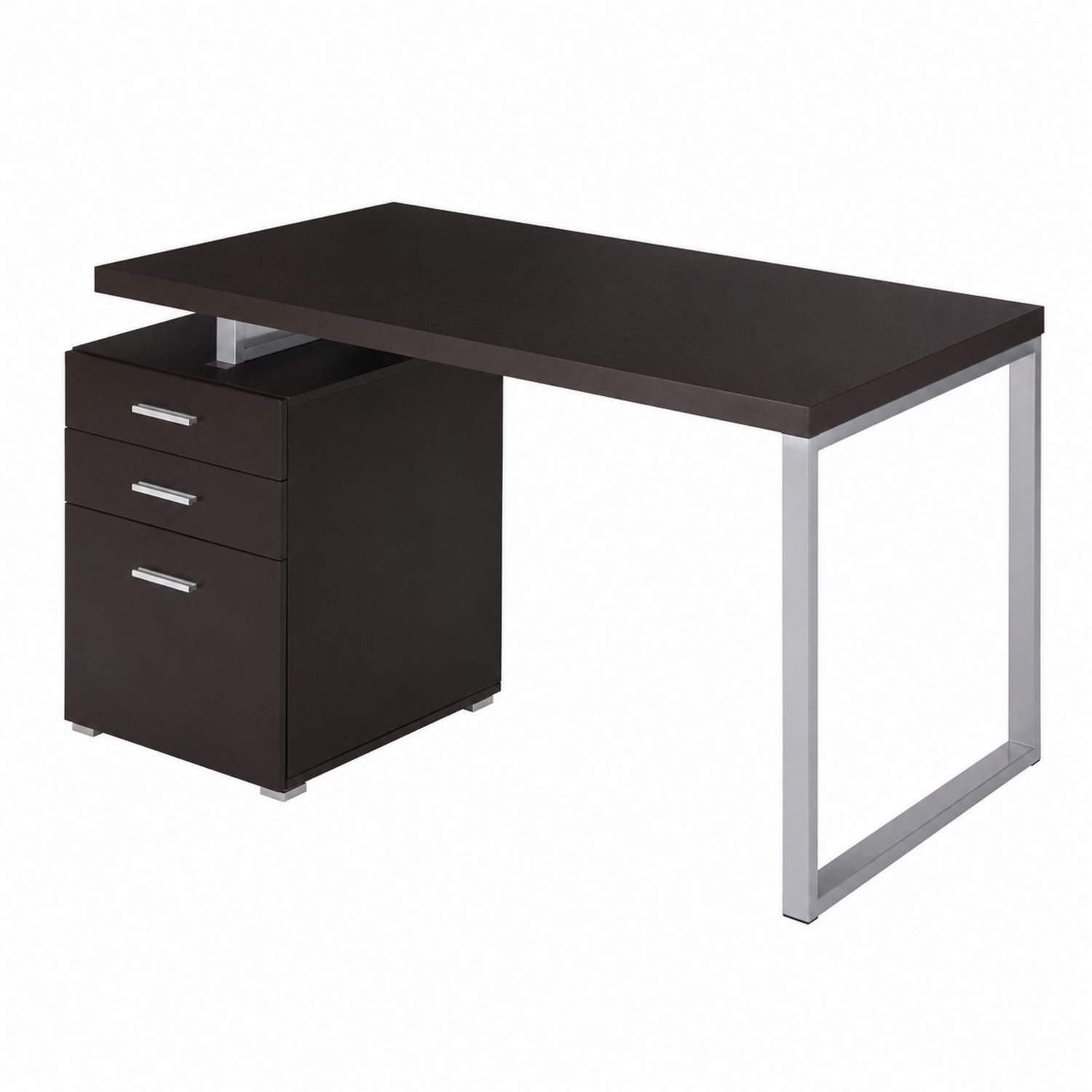 Bürotisch mit drei Schubladen MDF Metall Braun-Lumariocasa